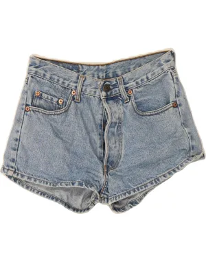 Short Sleeve Tailored Cuffs LEVI'S Womens Denim Shorts W28 Medium Blue Cotton