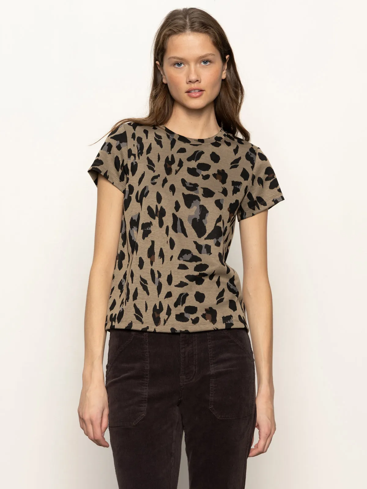 Casual Wearable Double Knit Perfect Tee Winter Leopard
