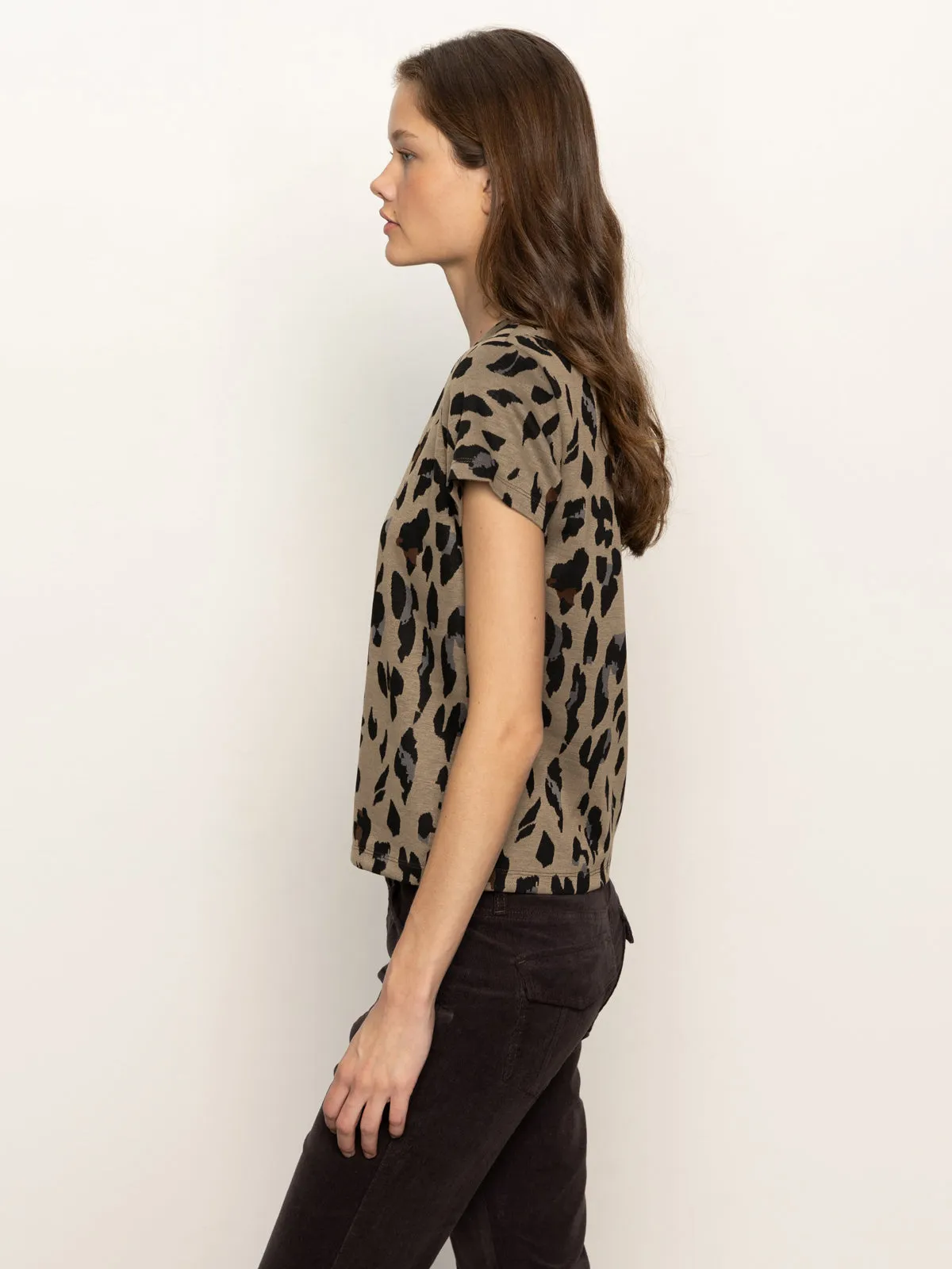 Double Knit Perfect Tee Winter Leopard Perfect for Workouts Stylish and Fun