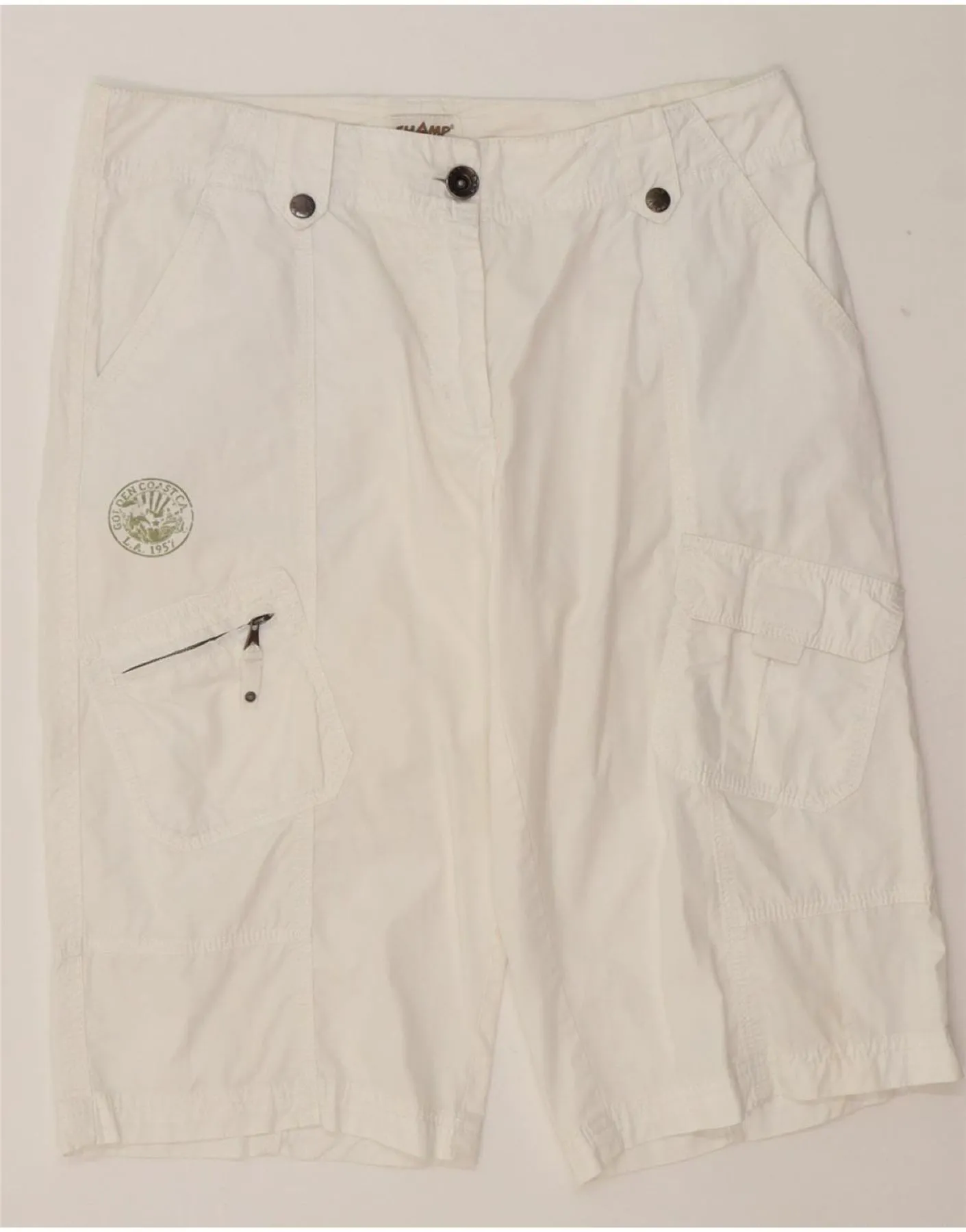 Layered Hemline Travel Essential SHAMP Womens Cargo Shorts EU 40 Medium W34 White Cotton