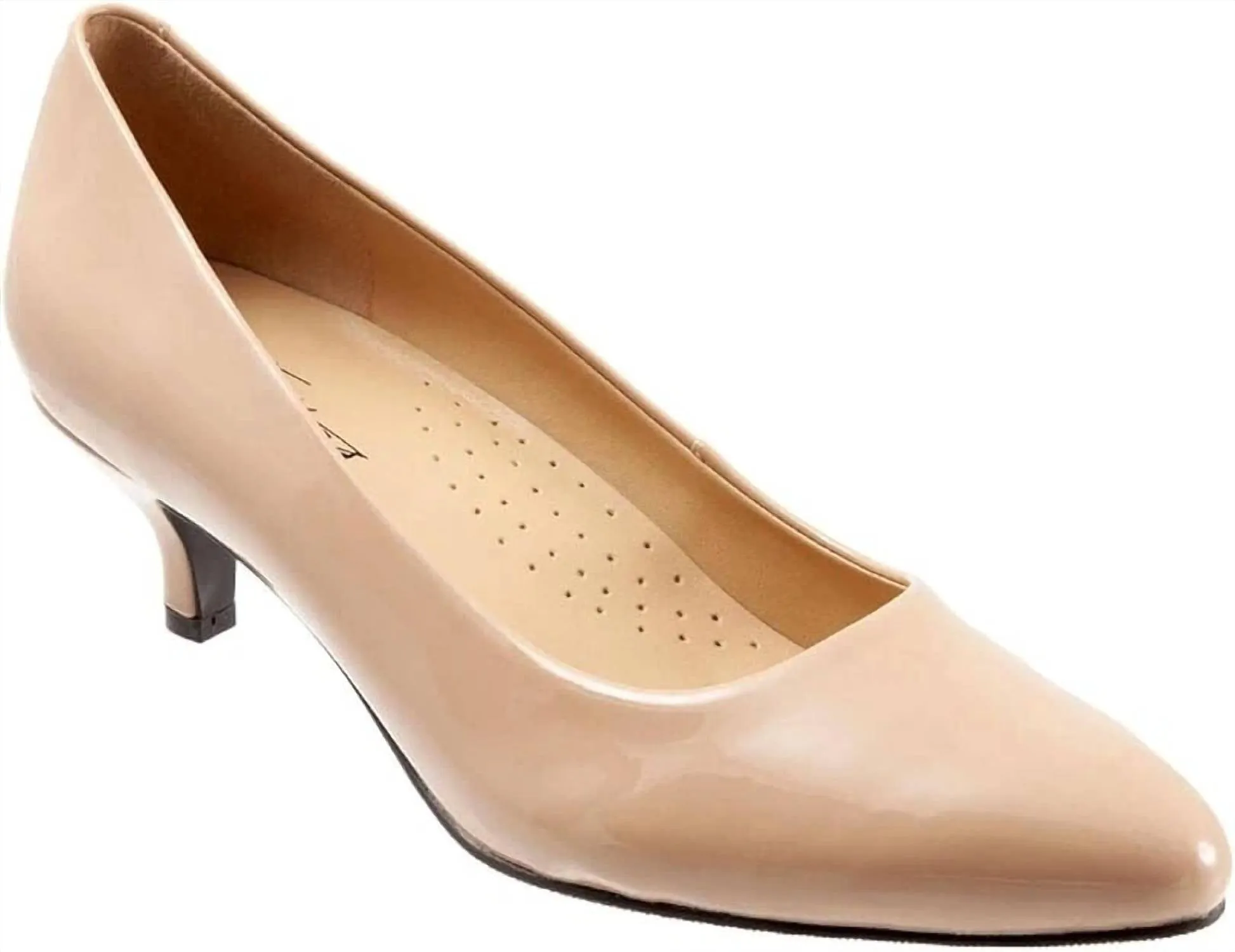 Patent Look Soft Leather Women's Kiera Faux Leather Kitten Heels In Nude Patent