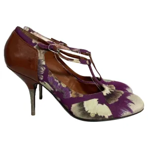 Ultra High Heels light texture Dries Van Noten Floral Print Pumps in Purple Cotton