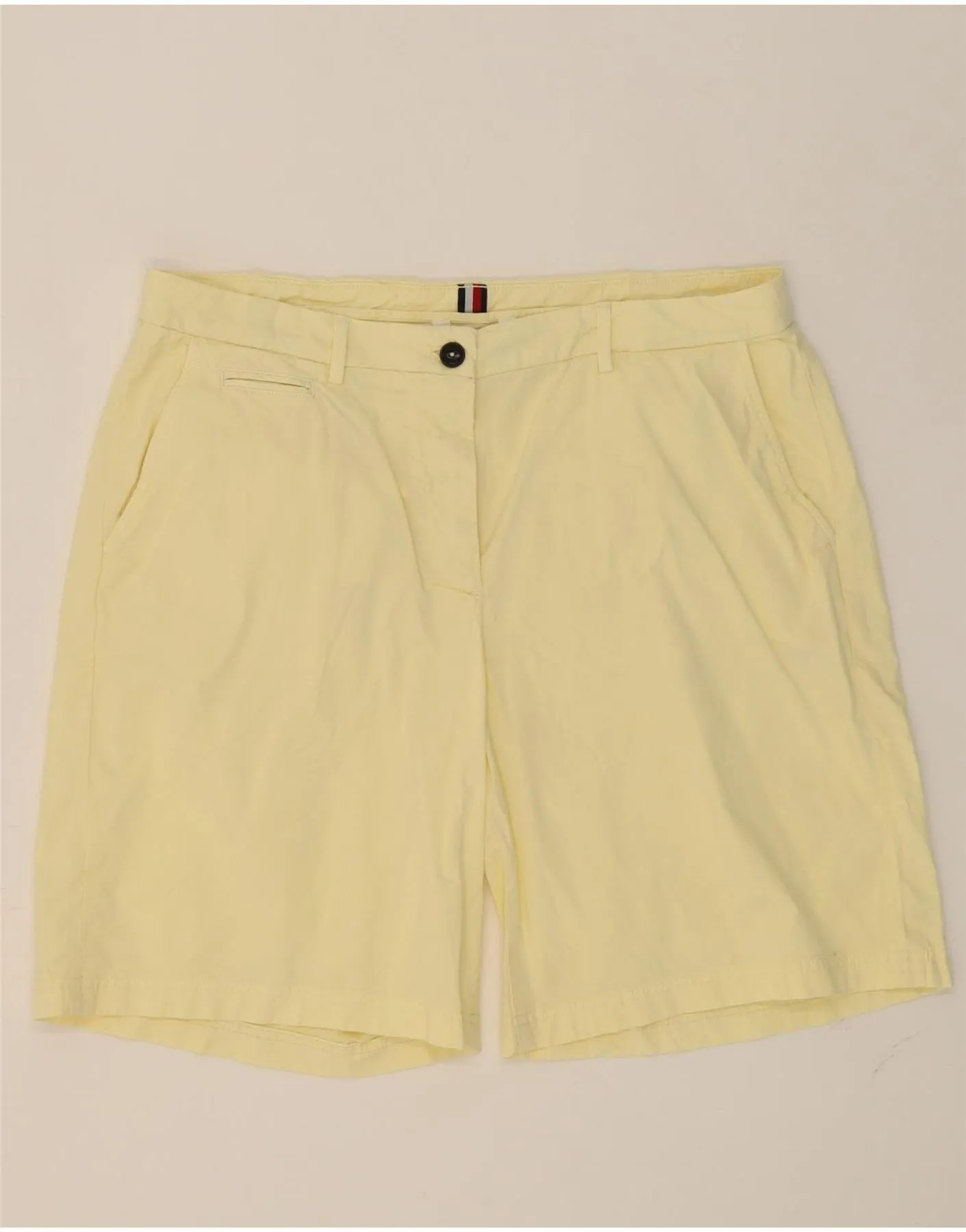 TOMMY HILFIGER Womens Chino Shorts UK 16 Large W36  Yellow Cotton No Slip Shoulder Grips Comfort First Fit