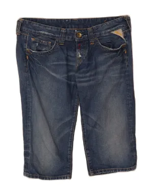 REPLAY Womens Distressed Denim Shorts W29 Medium  Blue Cotton Slim Silhouette