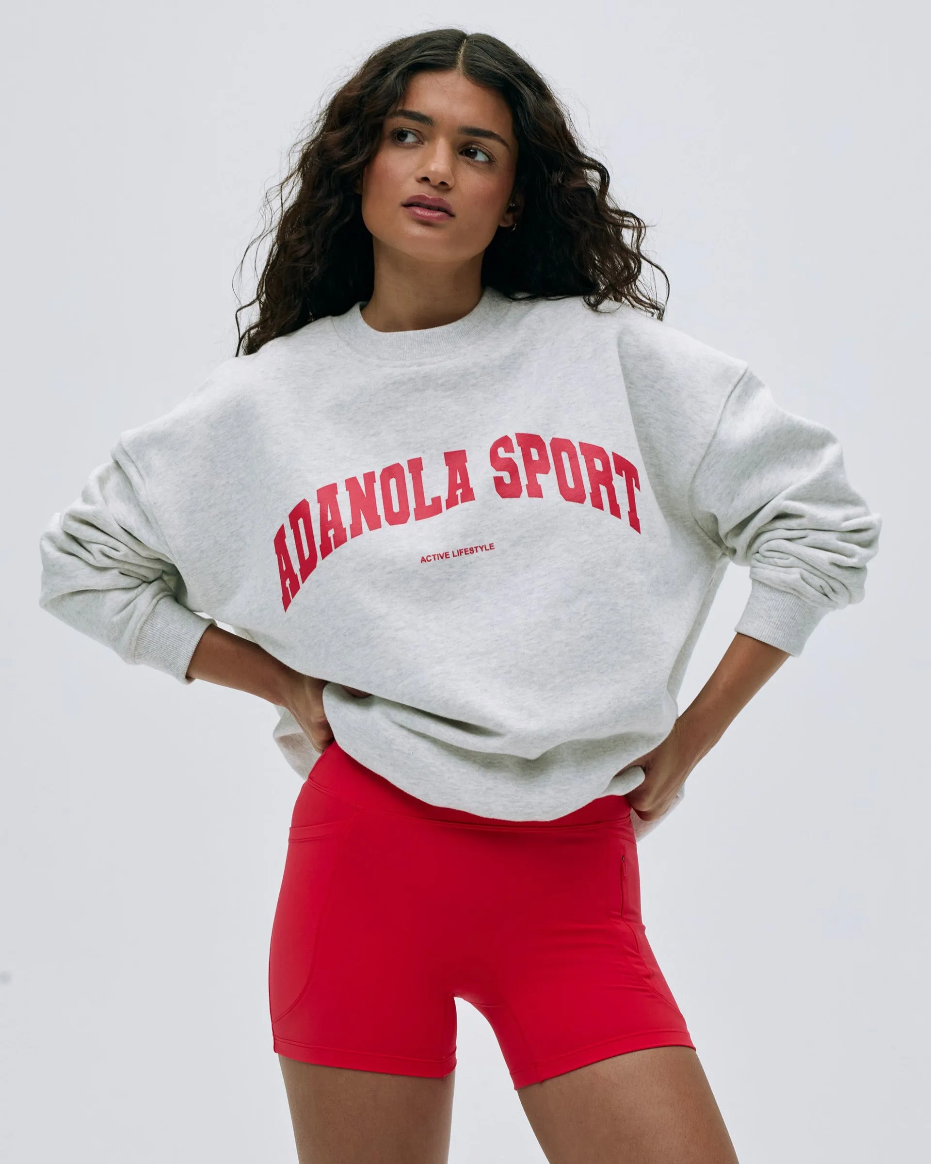 Customer Satisfaction AS Oversized Sweatshirt - Light Grey Melange/Apple Red
