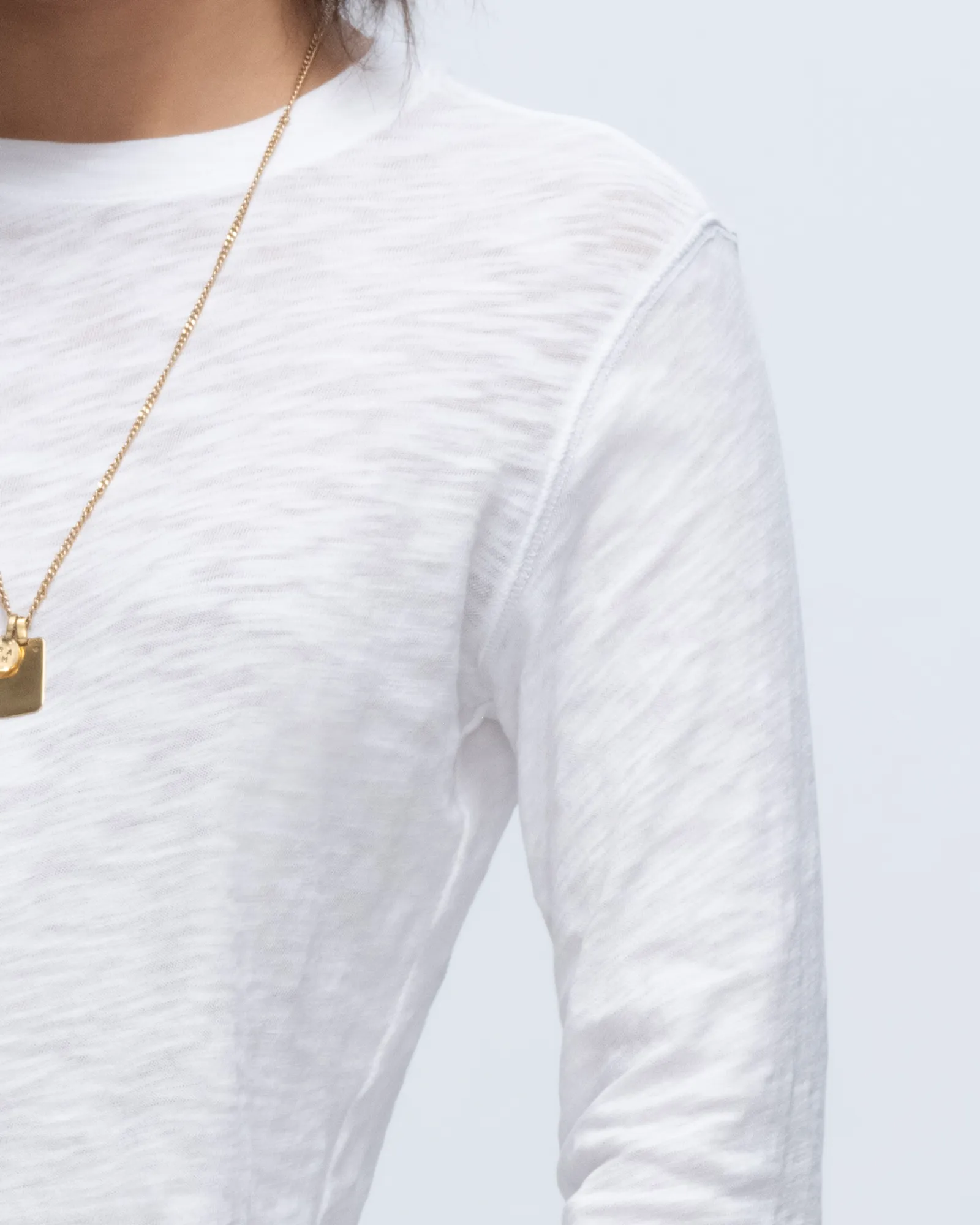 Essential Style Wear Quick Fit Wear Slub Jersey Long Sleeve Destroyed Wash Crop Tee - White