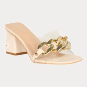 Casual Heels Women's Chunky Chain Heels In Nude