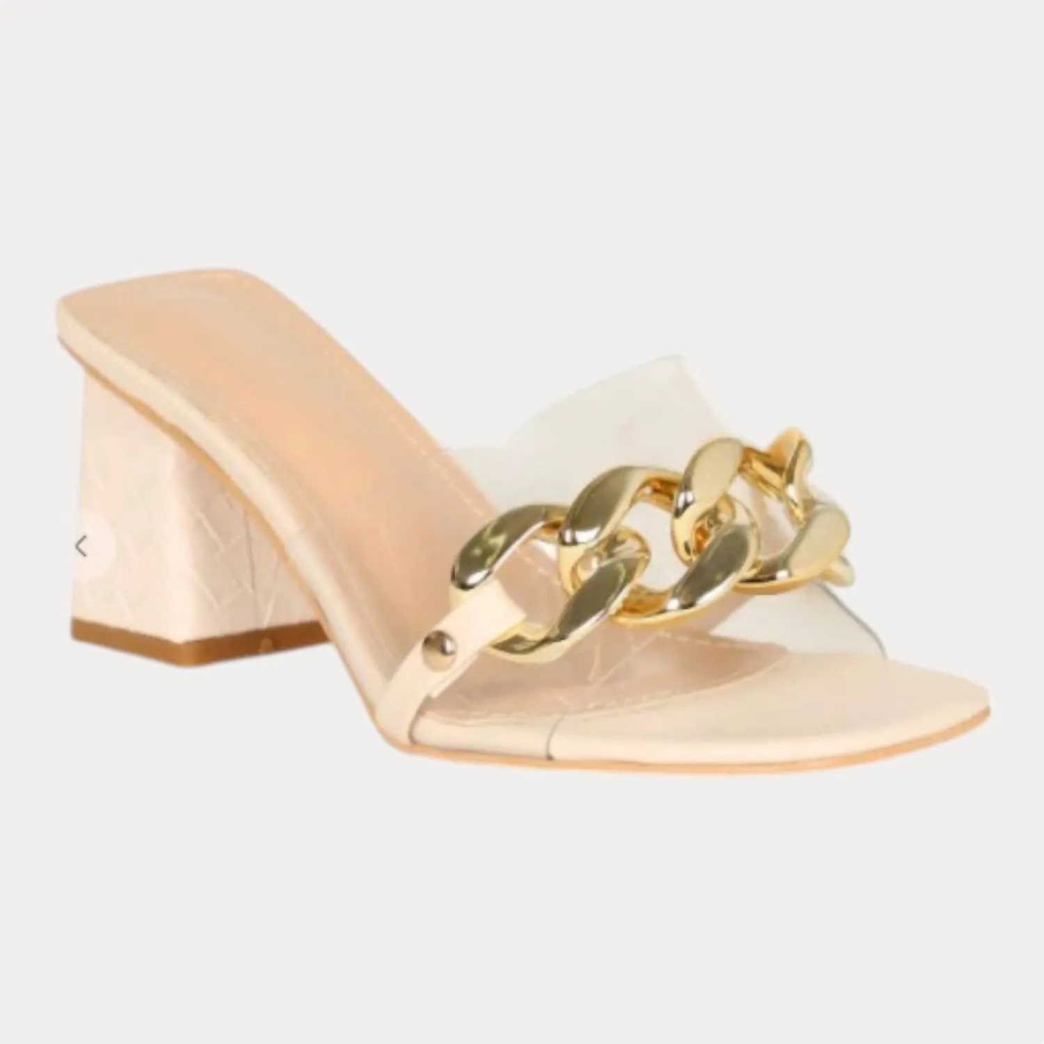 Casual Heels Women's Chunky Chain Heels In Nude