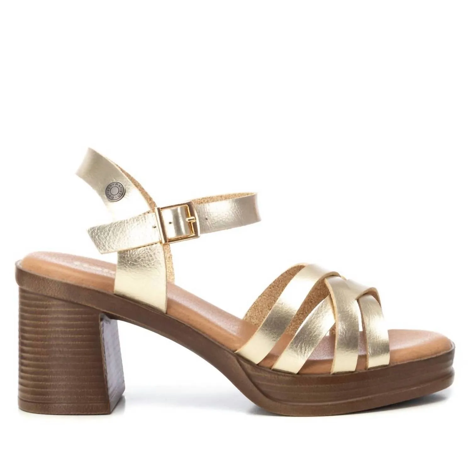Trendy Platform Heels Comfortable Design Women's Refresh Ankle Strap Platform Sandals In Gold