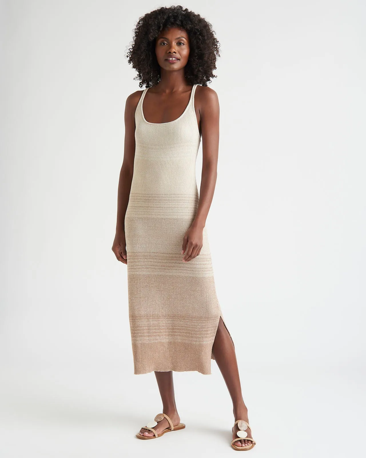 Delicate Tone Shine Skin Striped Xena Lurex Sweater Dress