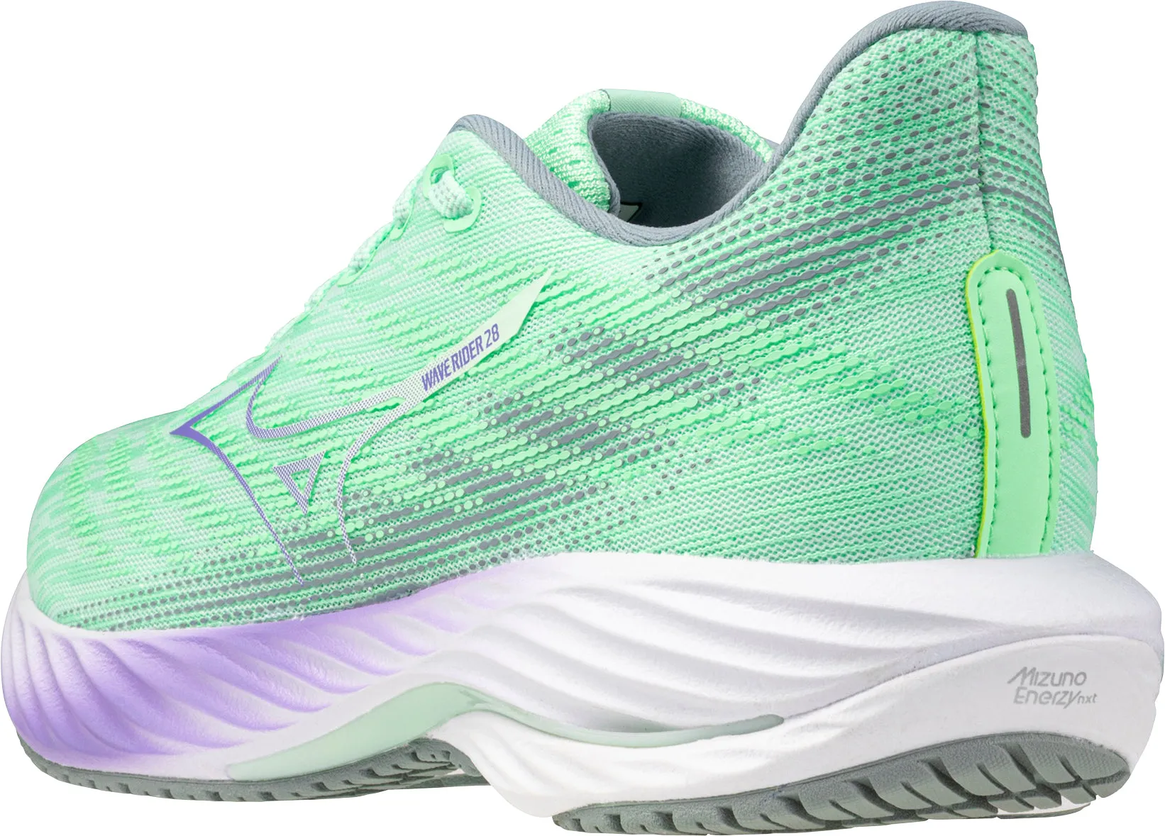 Mizuno Wave Rider 28 Womens Running Shoes - Green Ventilated Mesh Hydrolock Water Resistance