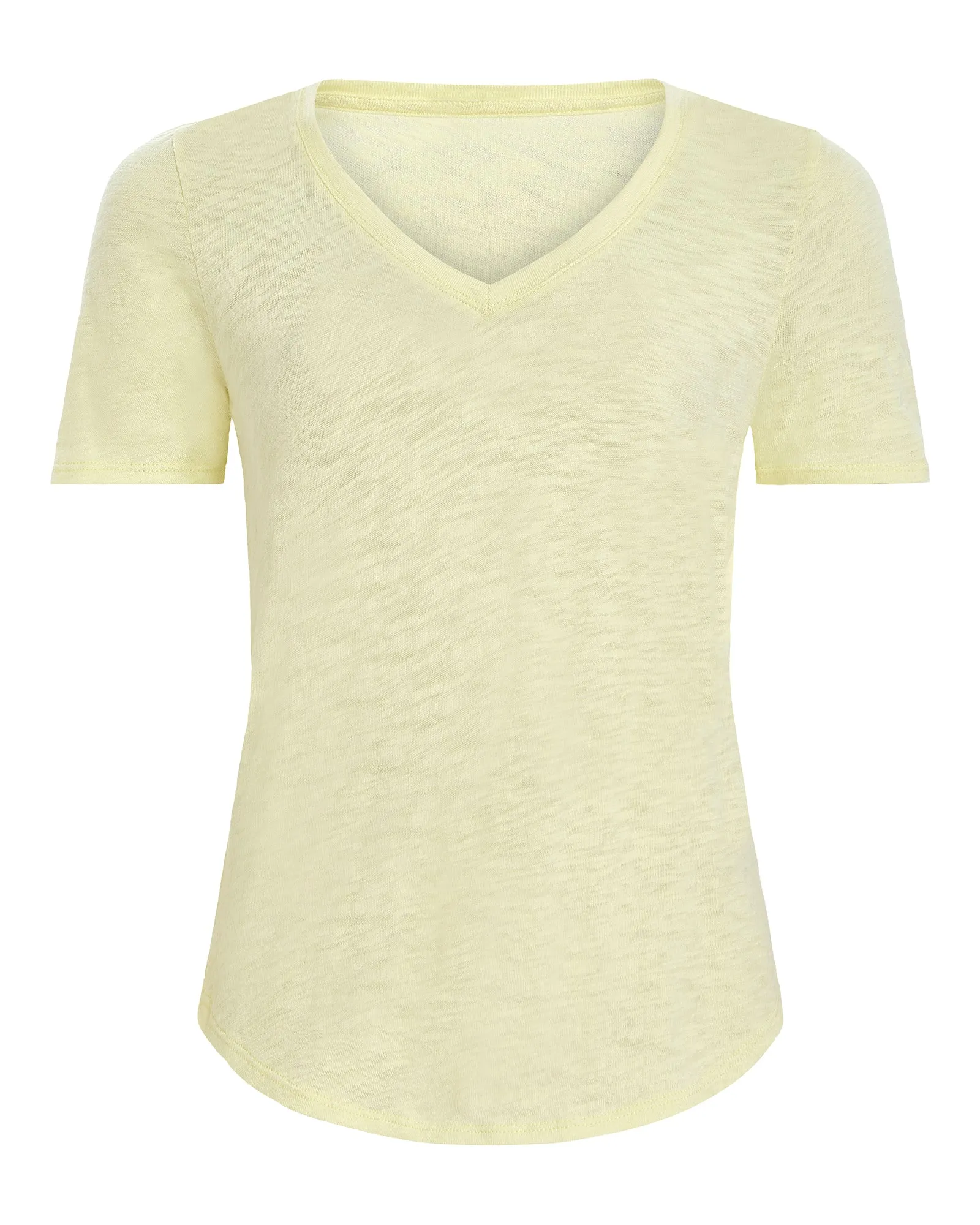 Slub Jersey Classic Short Sleeve V-Neck Tee - Tender Yellow MultipurposeUse