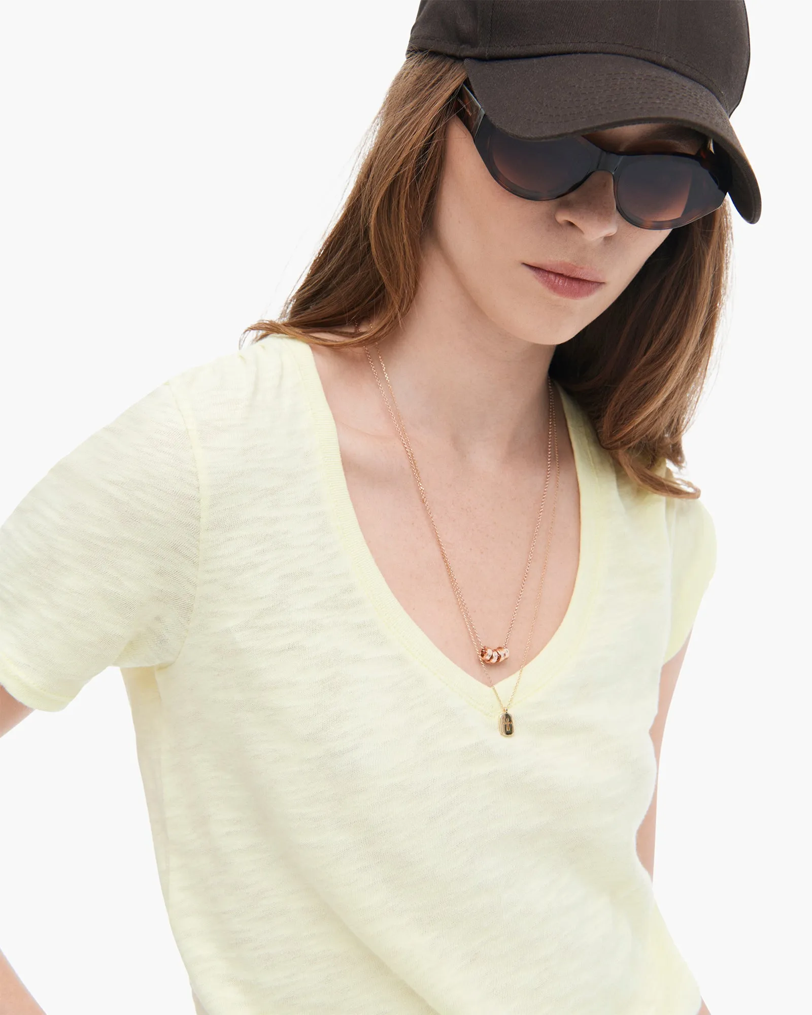 Slub Jersey Classic Short Sleeve V-Neck Tee - Tender Yellow Active Layer Fit Fashion Must-Have