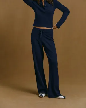 Knit Straight Leg Trousers - Navy Blue Stay Fresh slim fit