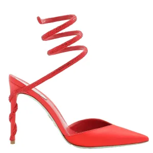 Rene Caovilla Margot 105 Satin Pumps Adjustable Heel Sandals Timeless Footwear