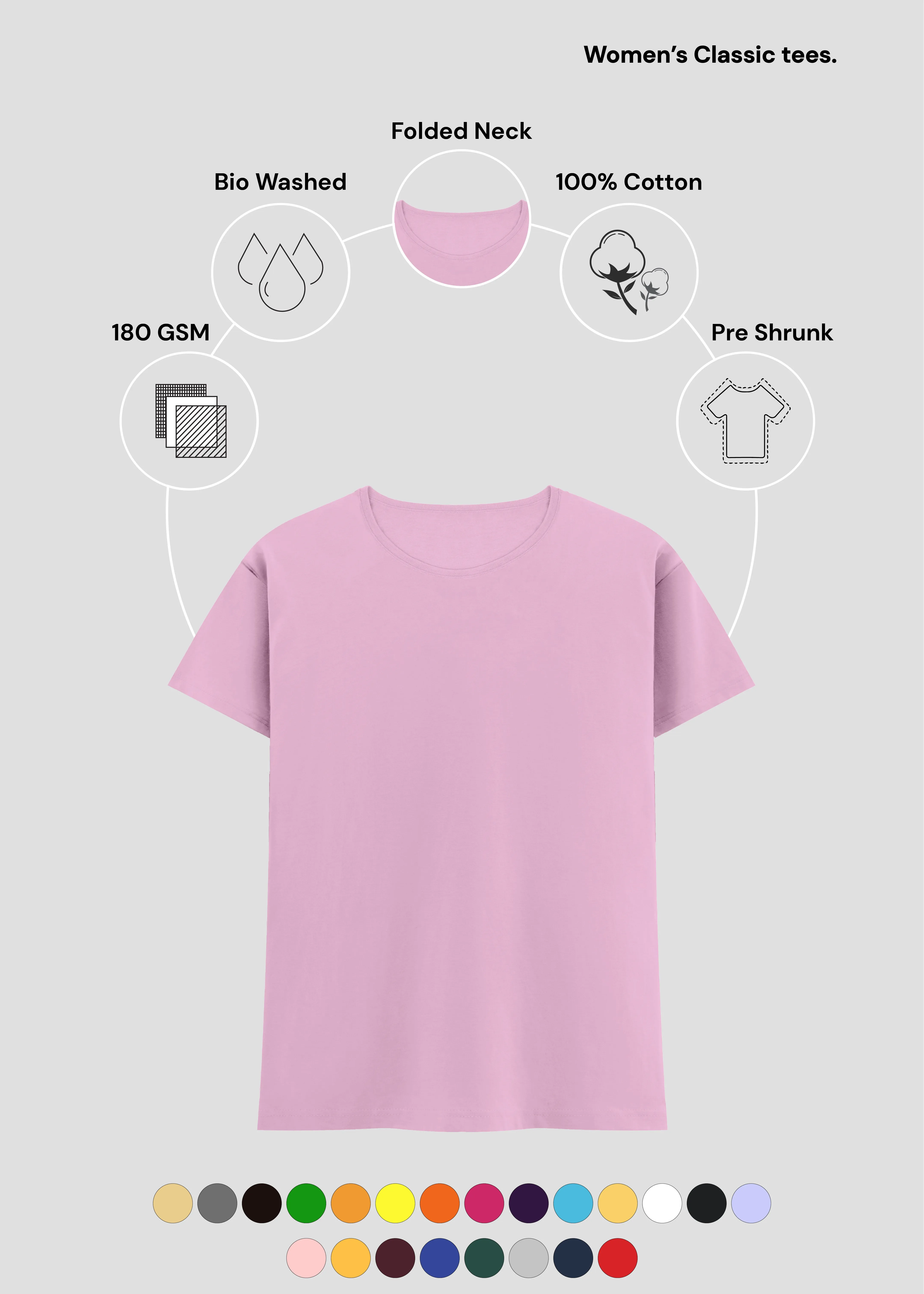 Light Baby Pink Women's Classic T-Shirt | FC21 Breathable Fit Design