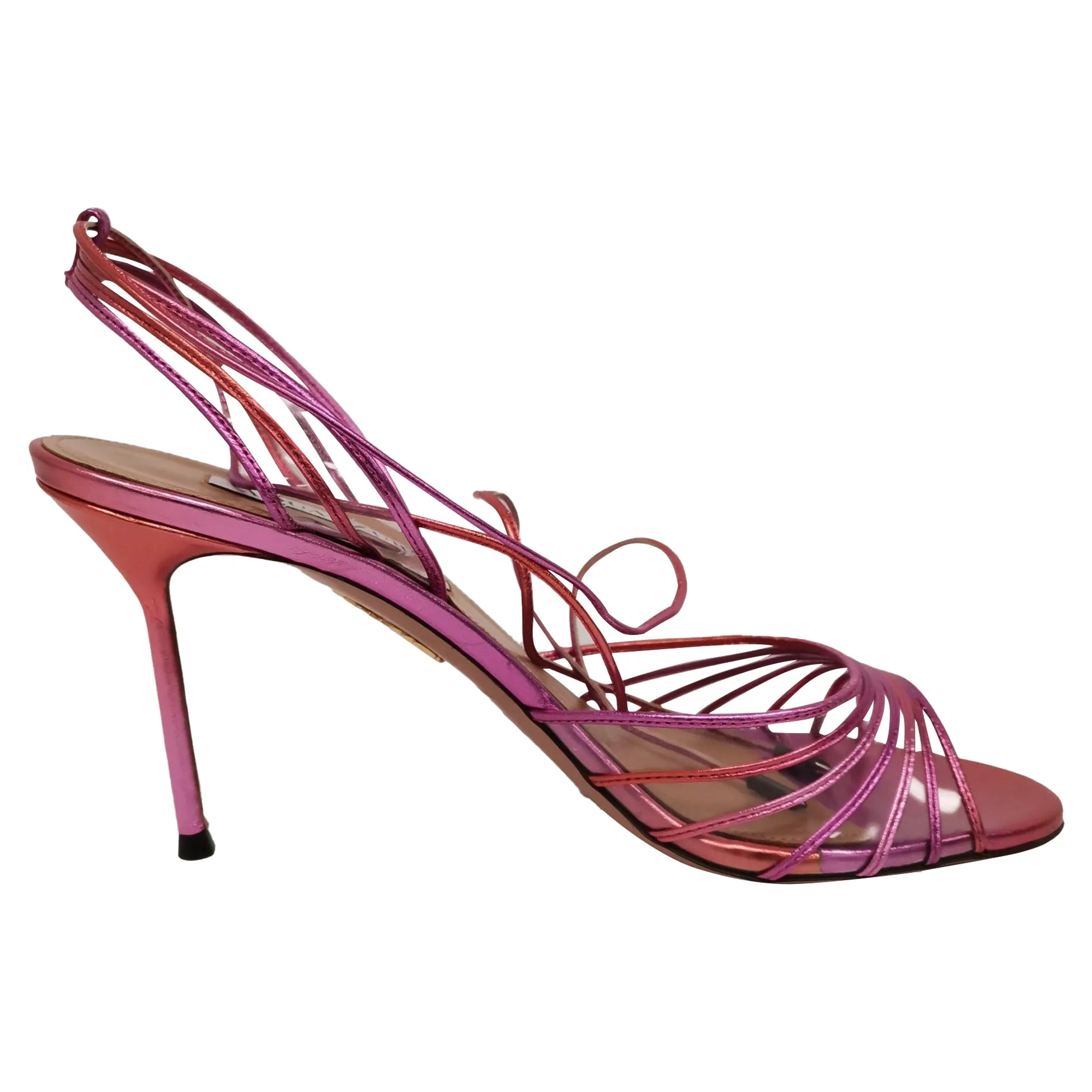 Aquazzura Call Me 85 Sandals in Pink Leather Slip On Design platform sandals
