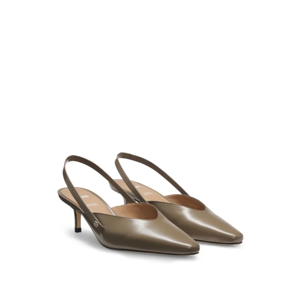 Slingback pumps in polished leather Vegan Heels
