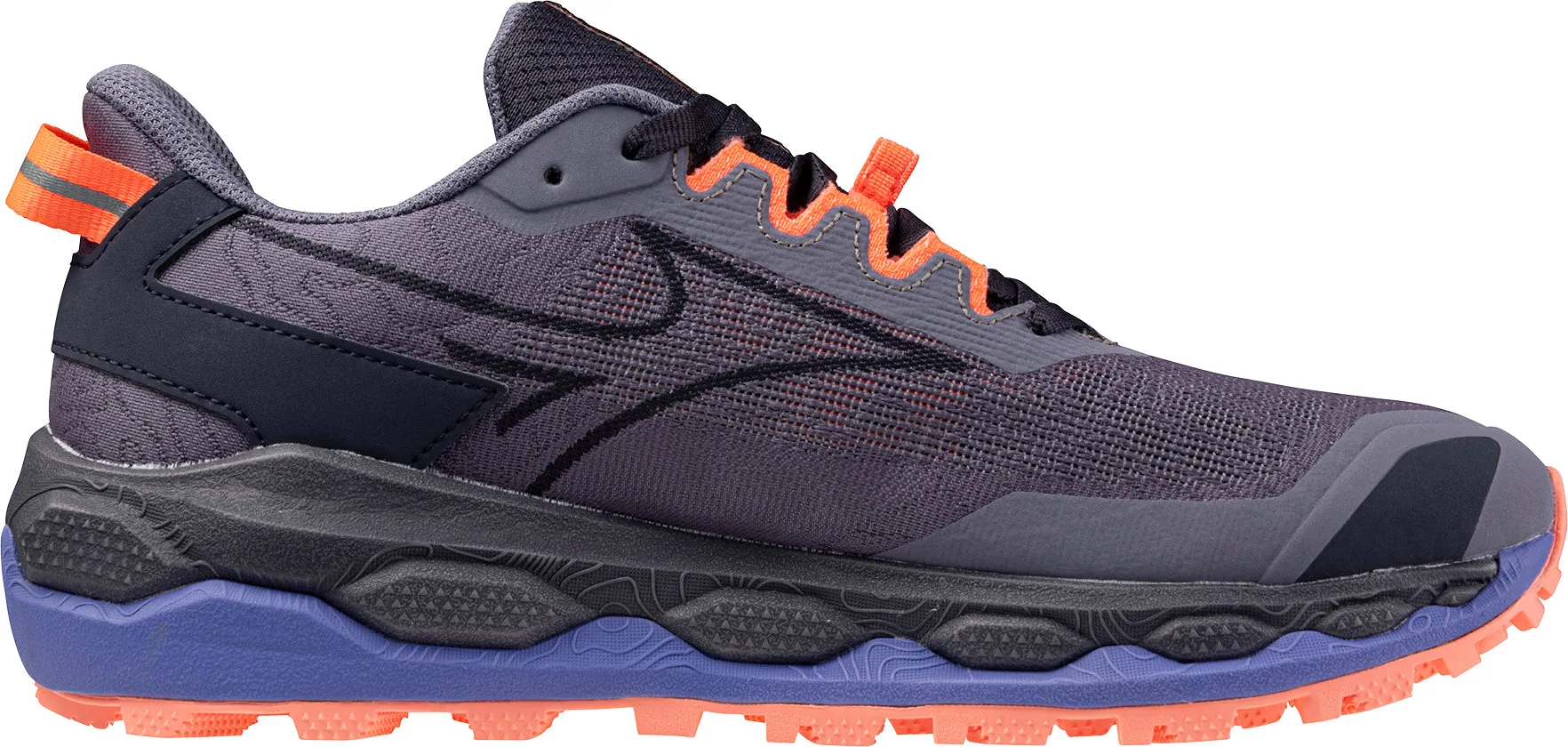 running with a maximalist style Foam Injection Molding Mizuno Wave Mujin 11 Womens Trail Running Shoes - Grey