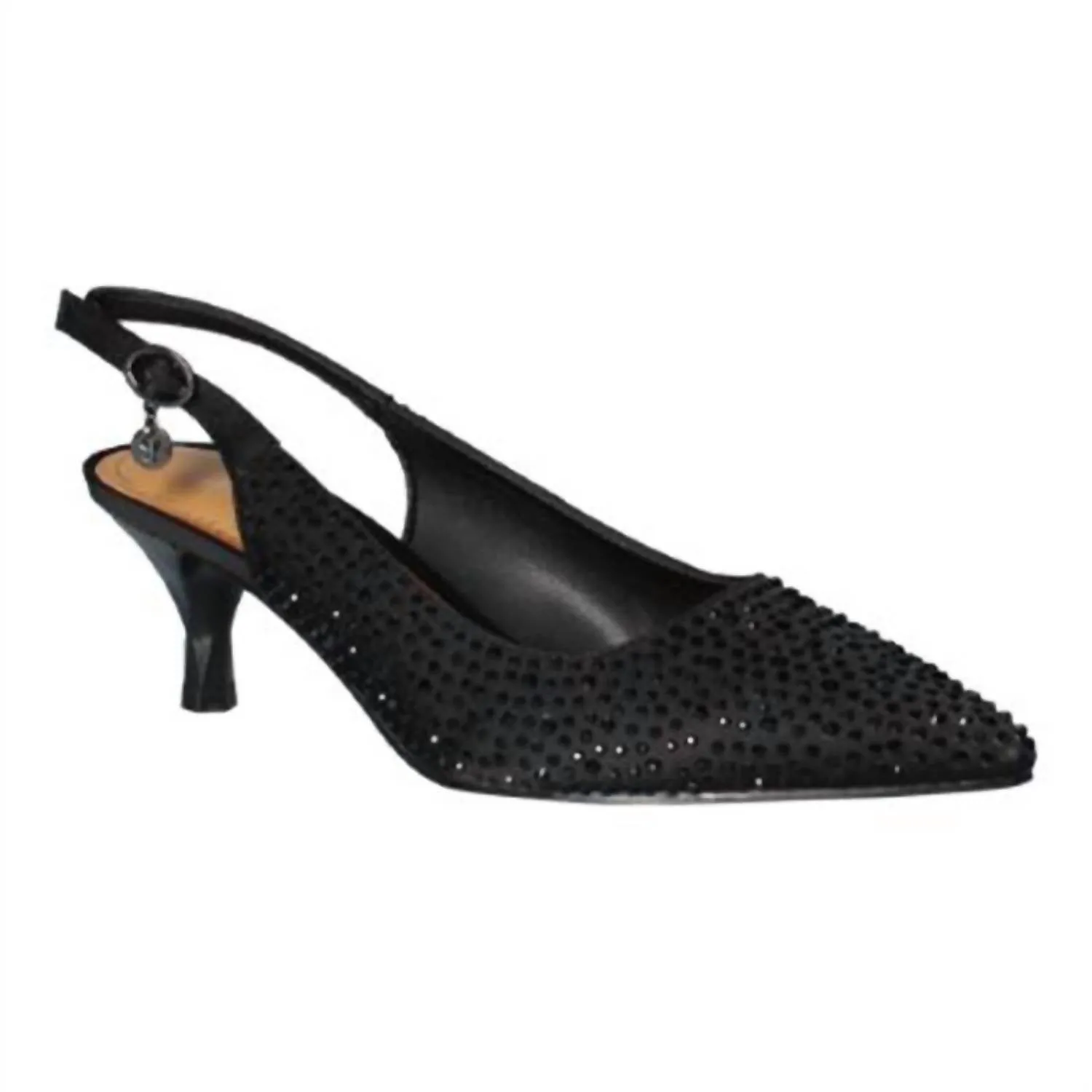 Training Stretchable Women's Ferryanne Slingback Pump In Black Satin/rhinestones