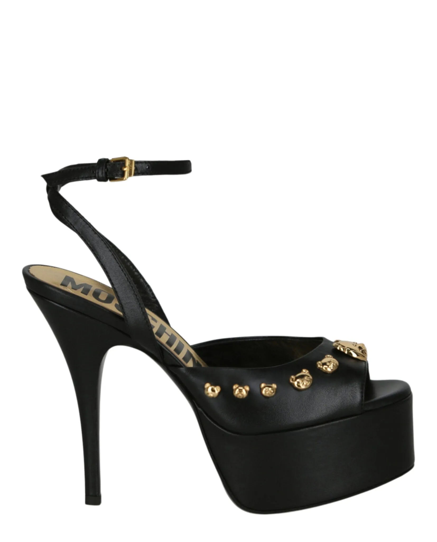 Teddy Studs Platform Heel Sandals Traction Outsole
