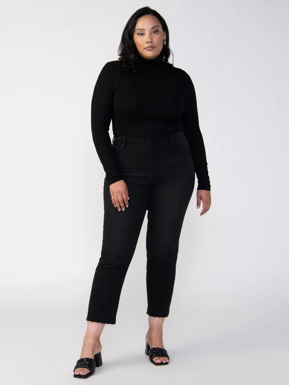 Essential Turtleneck Top Black Extended Sizing City Casual