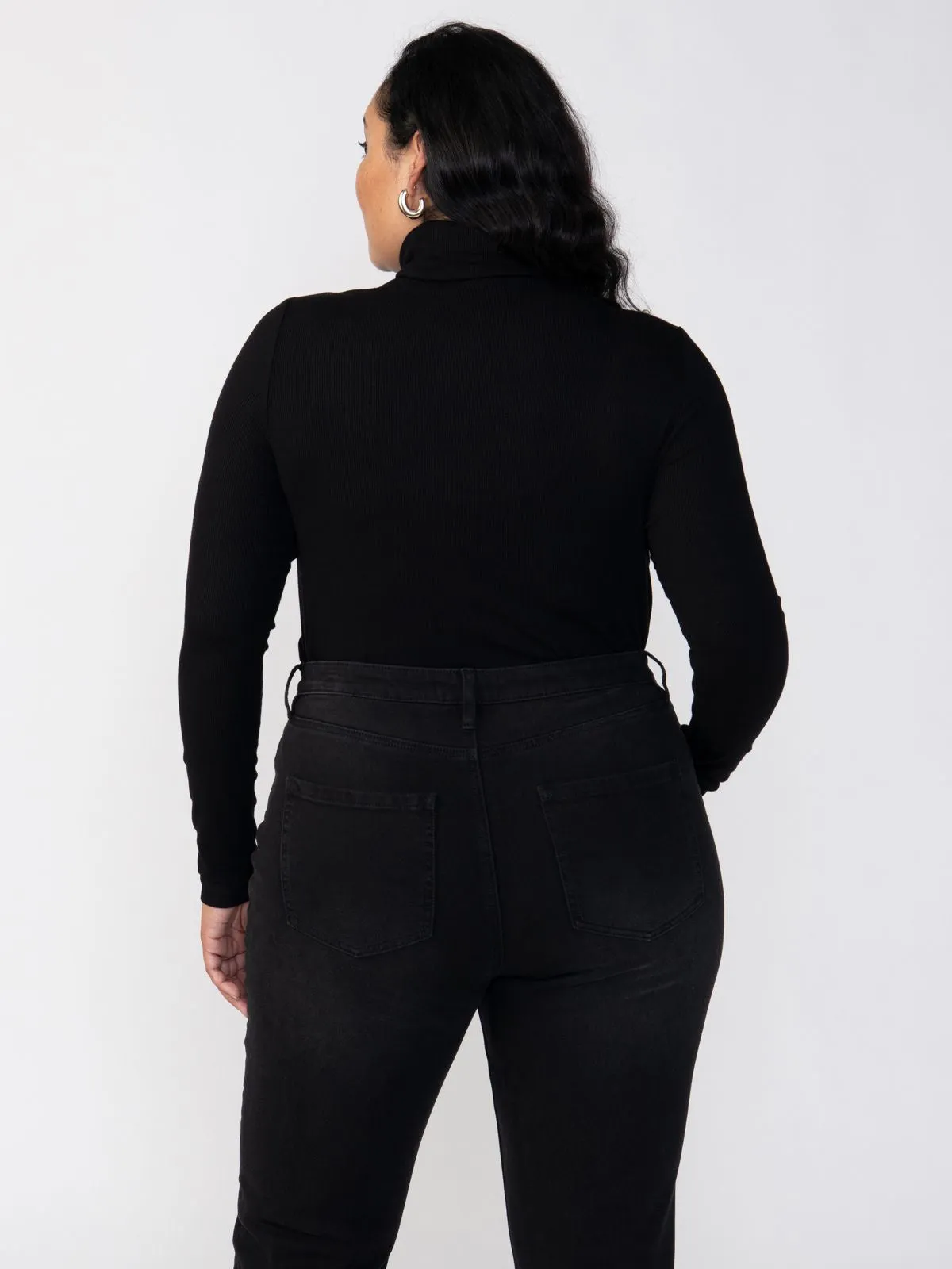 Job Interview Essential Turtleneck Top Black Extended Sizing
