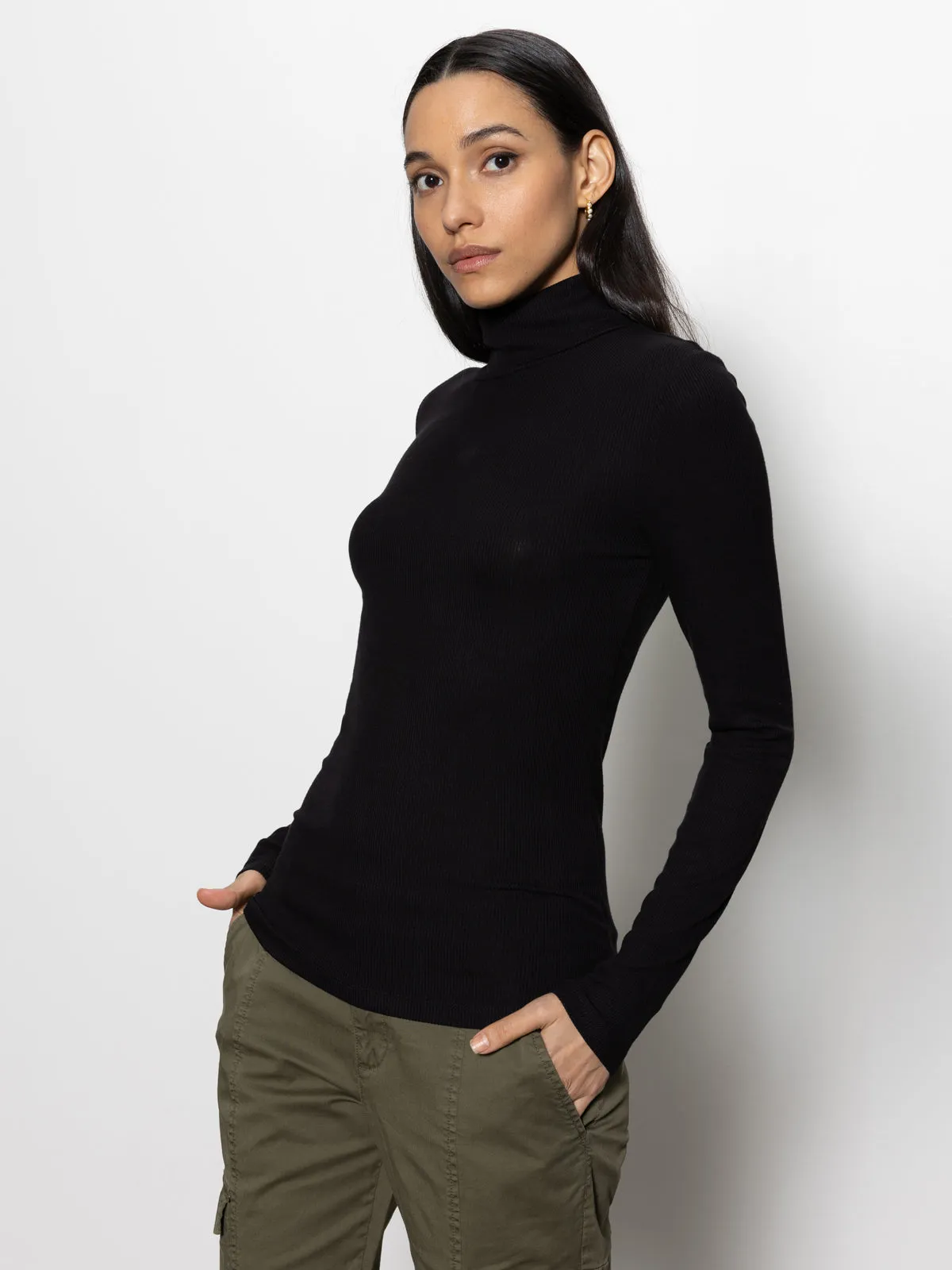 Essential Turtleneck Top Black Essential layering piece