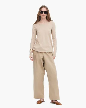 Slub Jersey Long Sleeve Destroyed Crew - Dune Comfy Active Fit Casual Wear