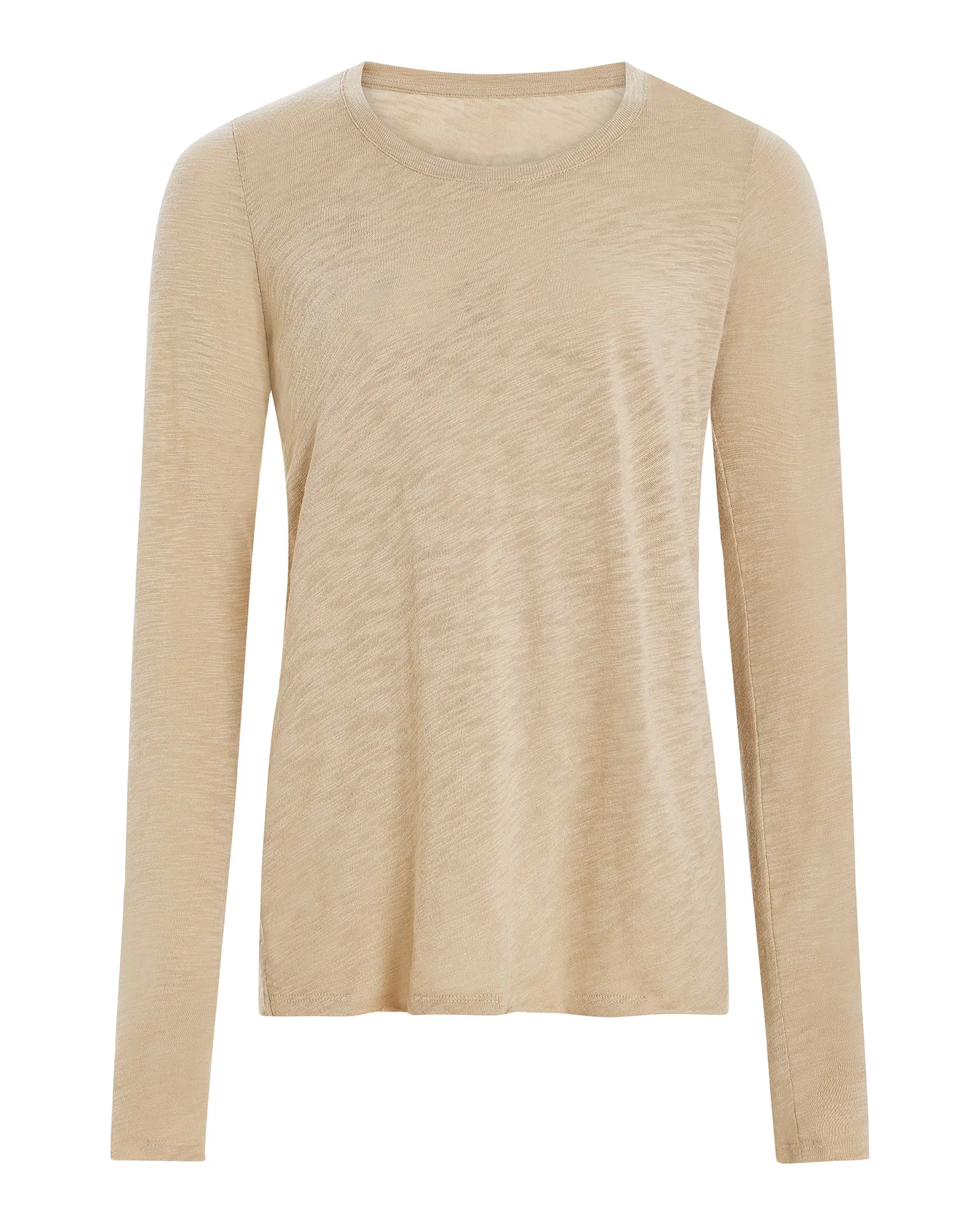 VintageWashEffect Slub Jersey Long Sleeve Destroyed Crew - Dune