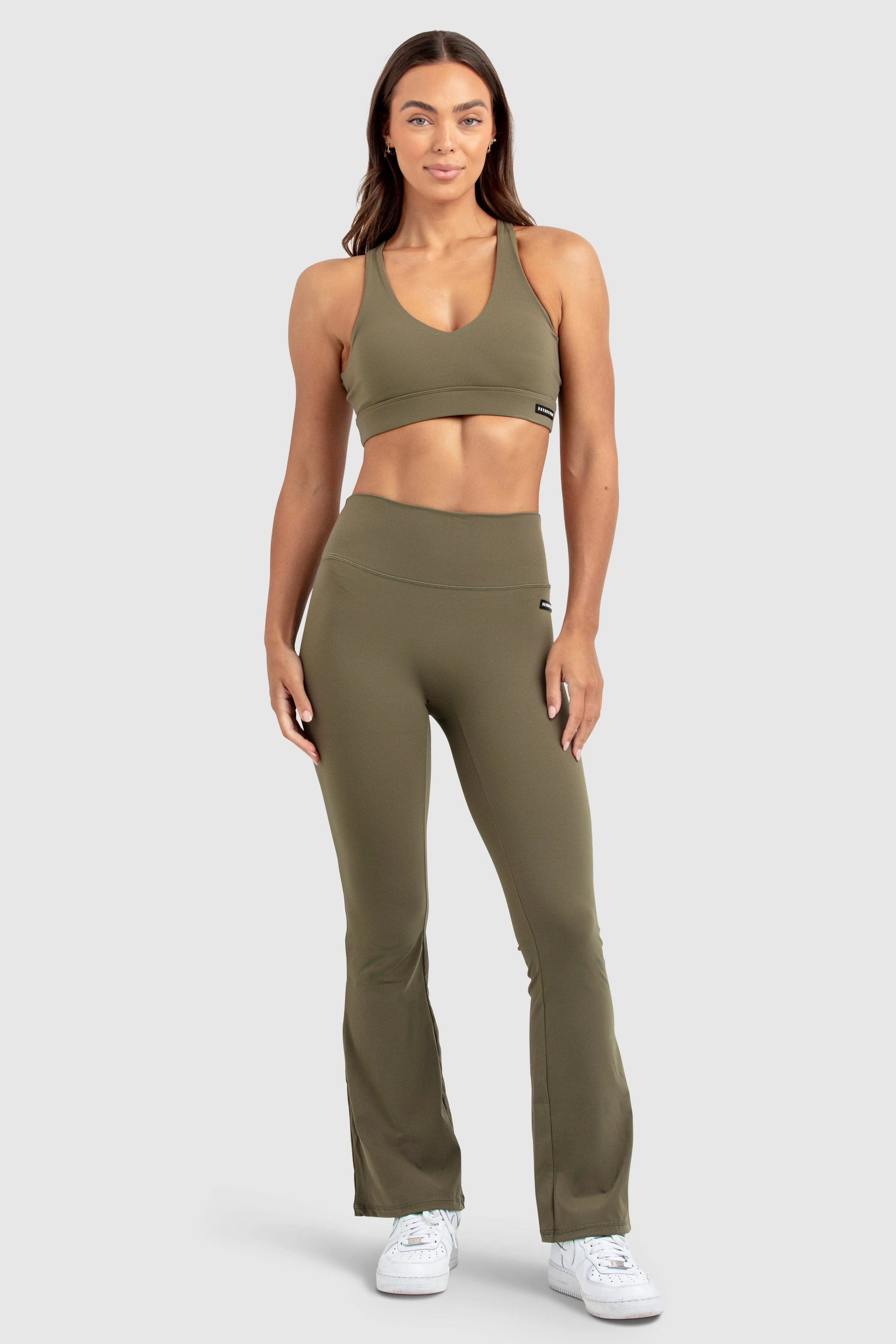 MotionSoft Flared Leggings - Deep Khaki Light support Performance Fabric