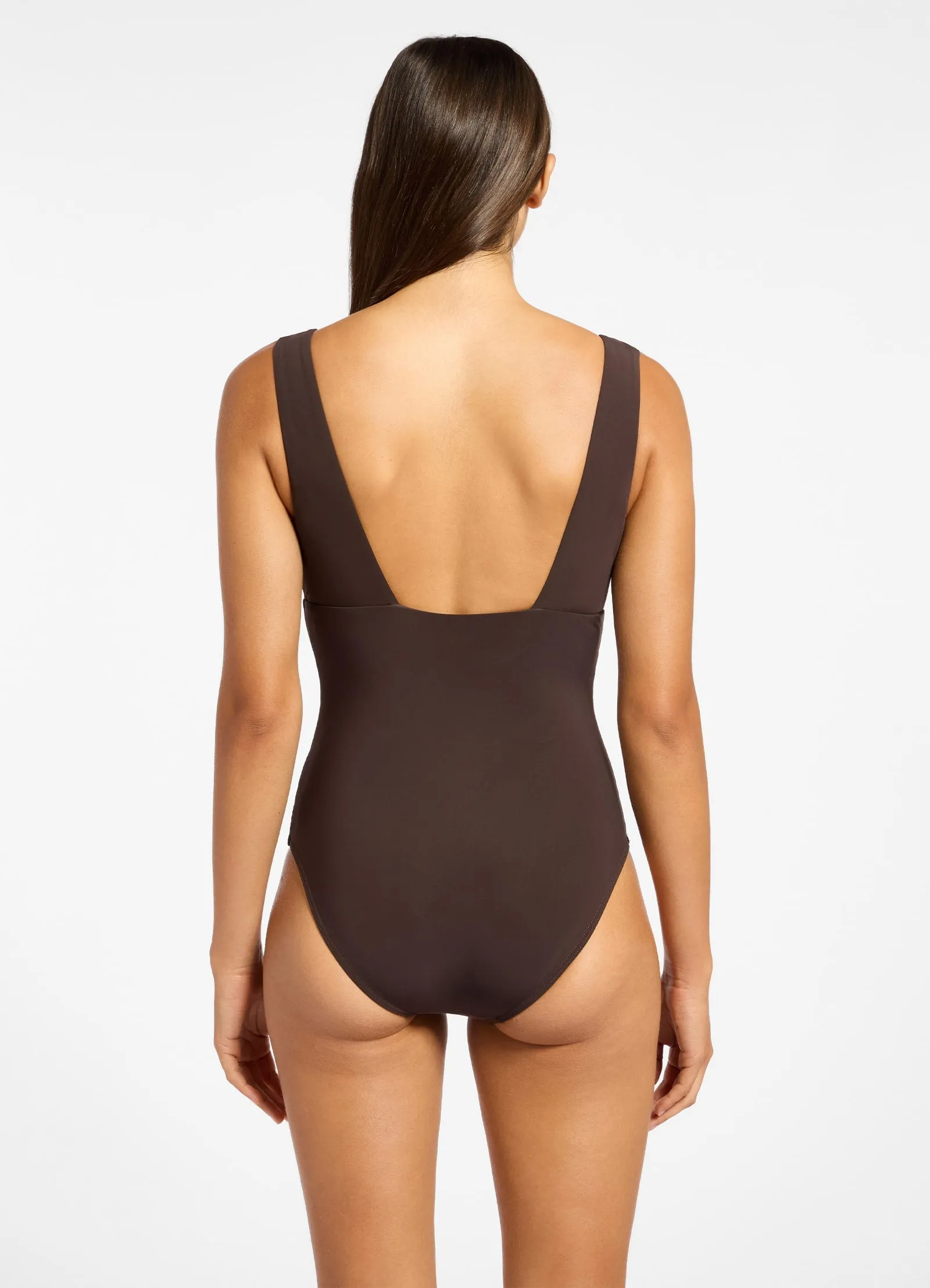 Pastel-Shades Poolside Comfort Jetset Plunge One Piece - Chocolate