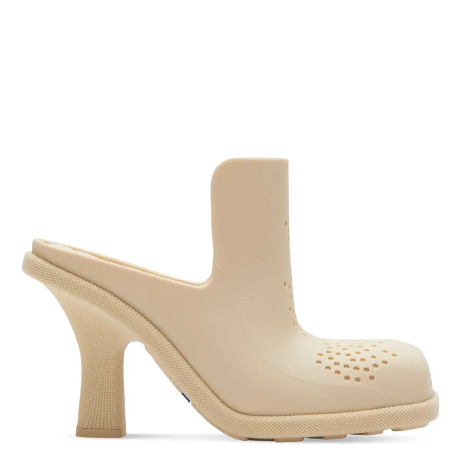 Burberry Highland Equestrian Knight Square-Toe Mules Polished Style