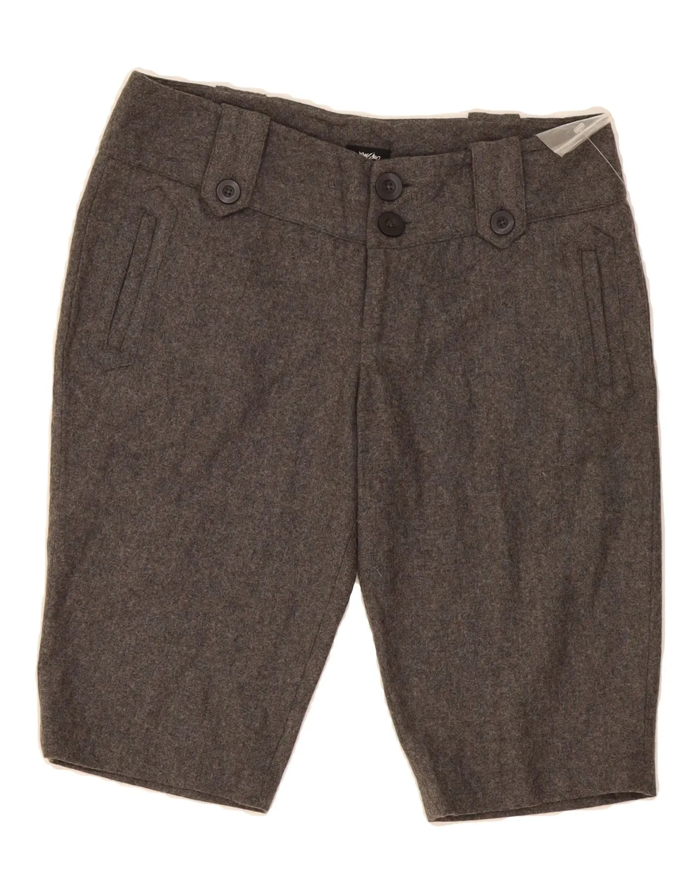 MOSSIMO Womens Chino Shorts US 4 Small W30 Grey Wool Tailored Cuffs Anti Static Fabric