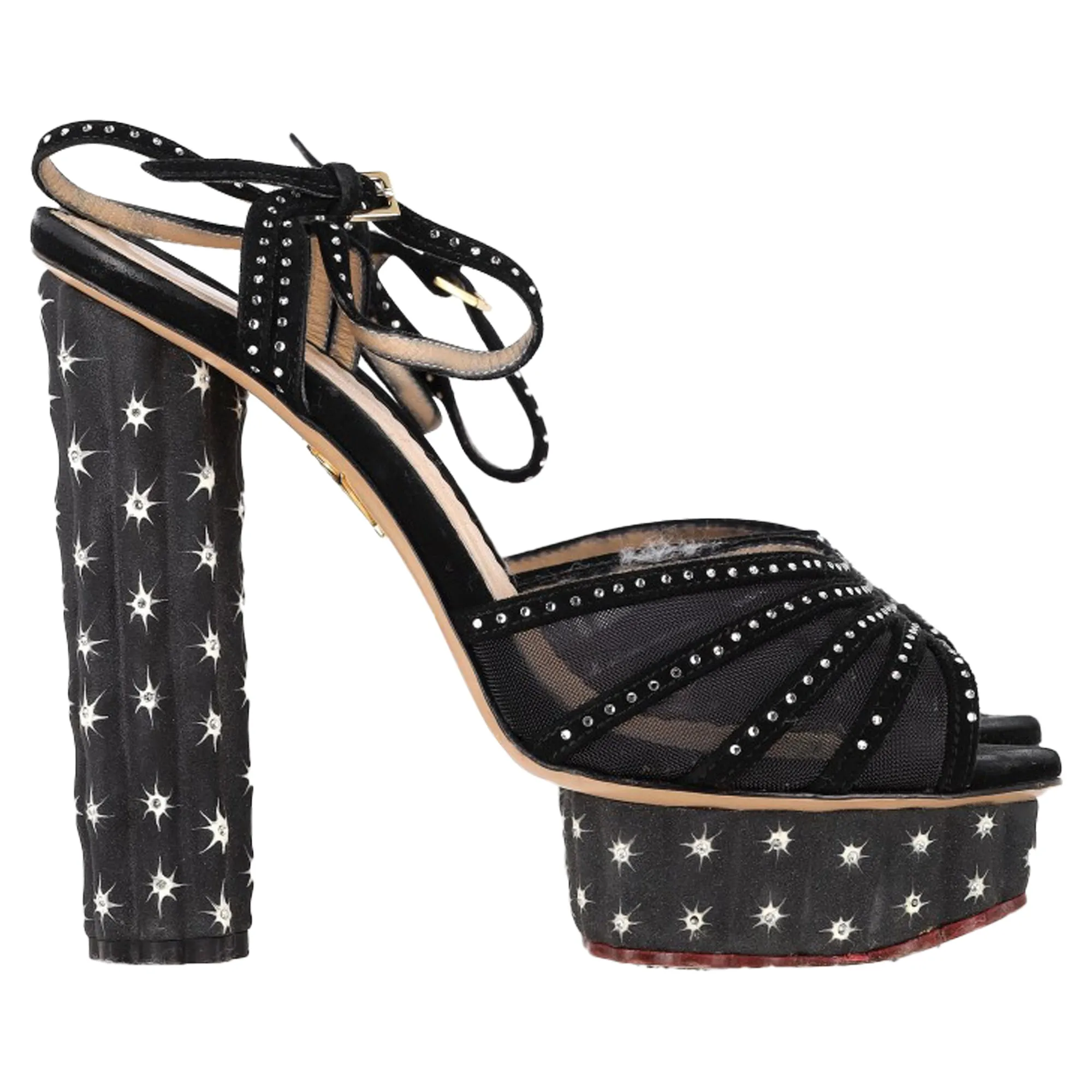 Charlotte Olympia Cactus Sandal Heels in Black Suede Training