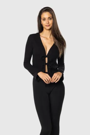 Tie Front Long Sleeve Elegant and Relaxed