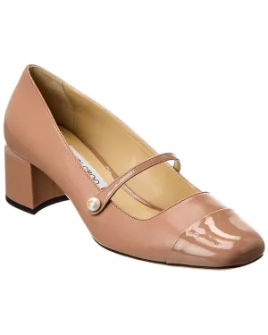 Jimmy Choo Elisa 45 Leather & Patent Pump Boho Chic Heels Bridal Stiletto Shoes