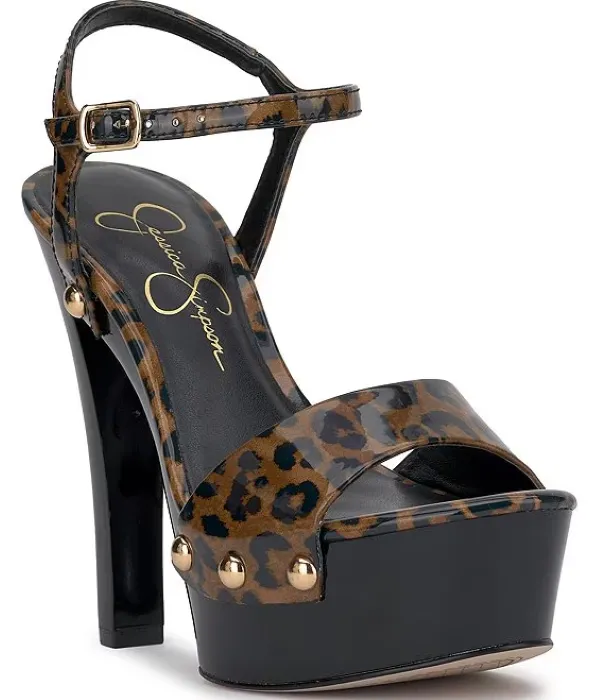 Smart Casual Heels Calenta Studded Platform In Leopard