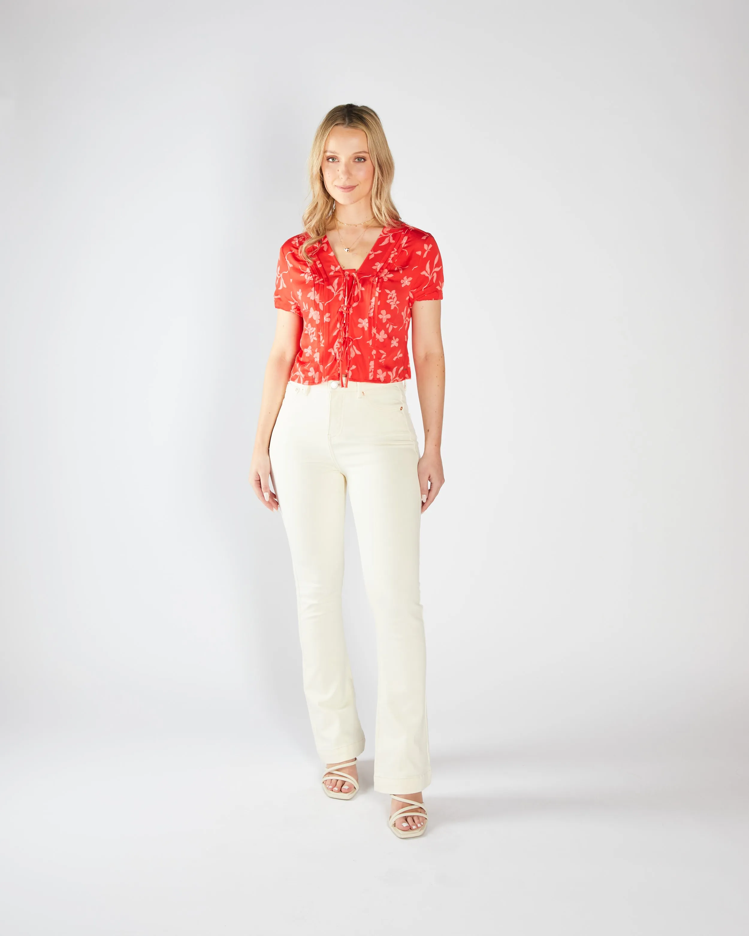 Comfort waistband british retro Felicity Top Red