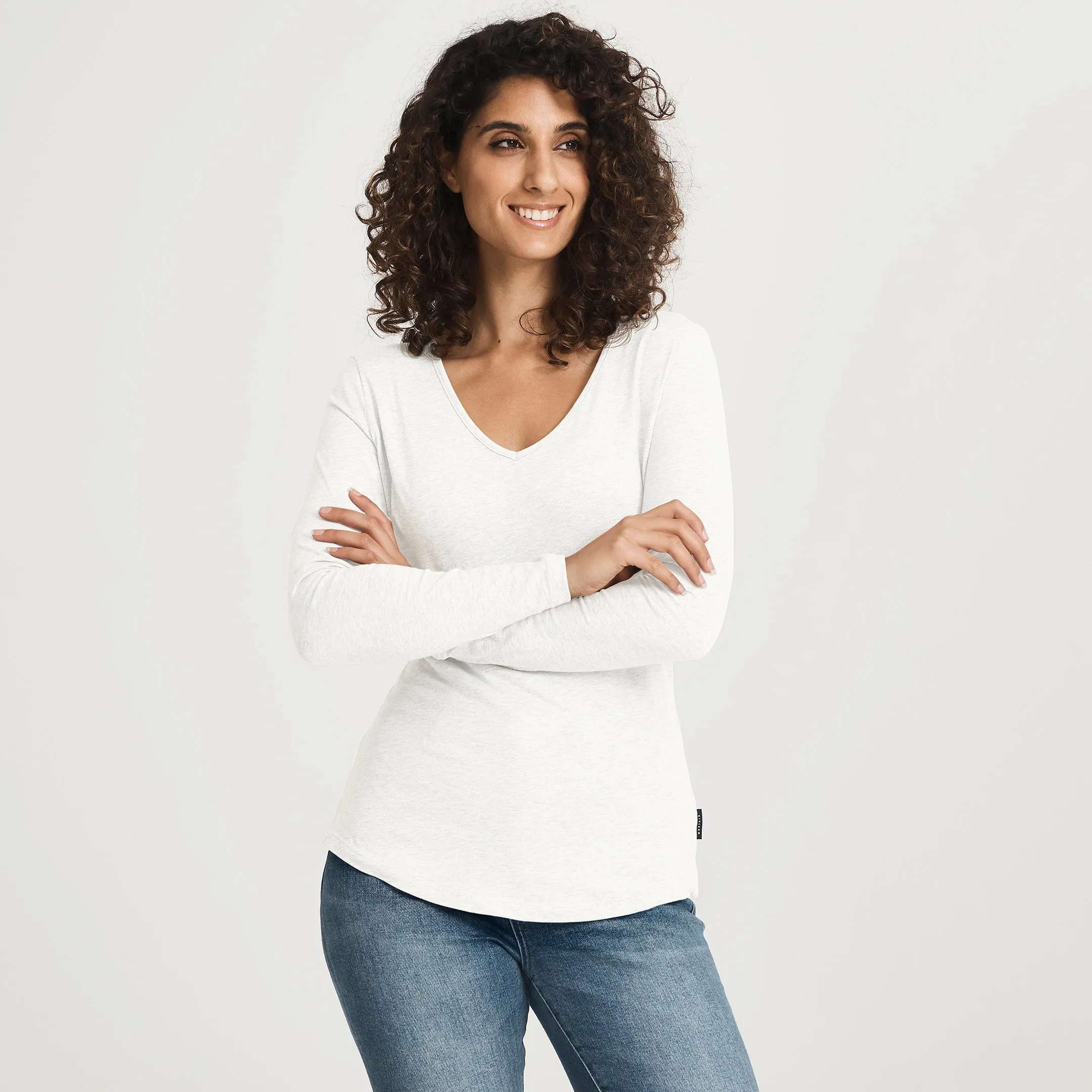 Street Smart Look Skin Friendly Blends Recycled LS V-Neck Tee