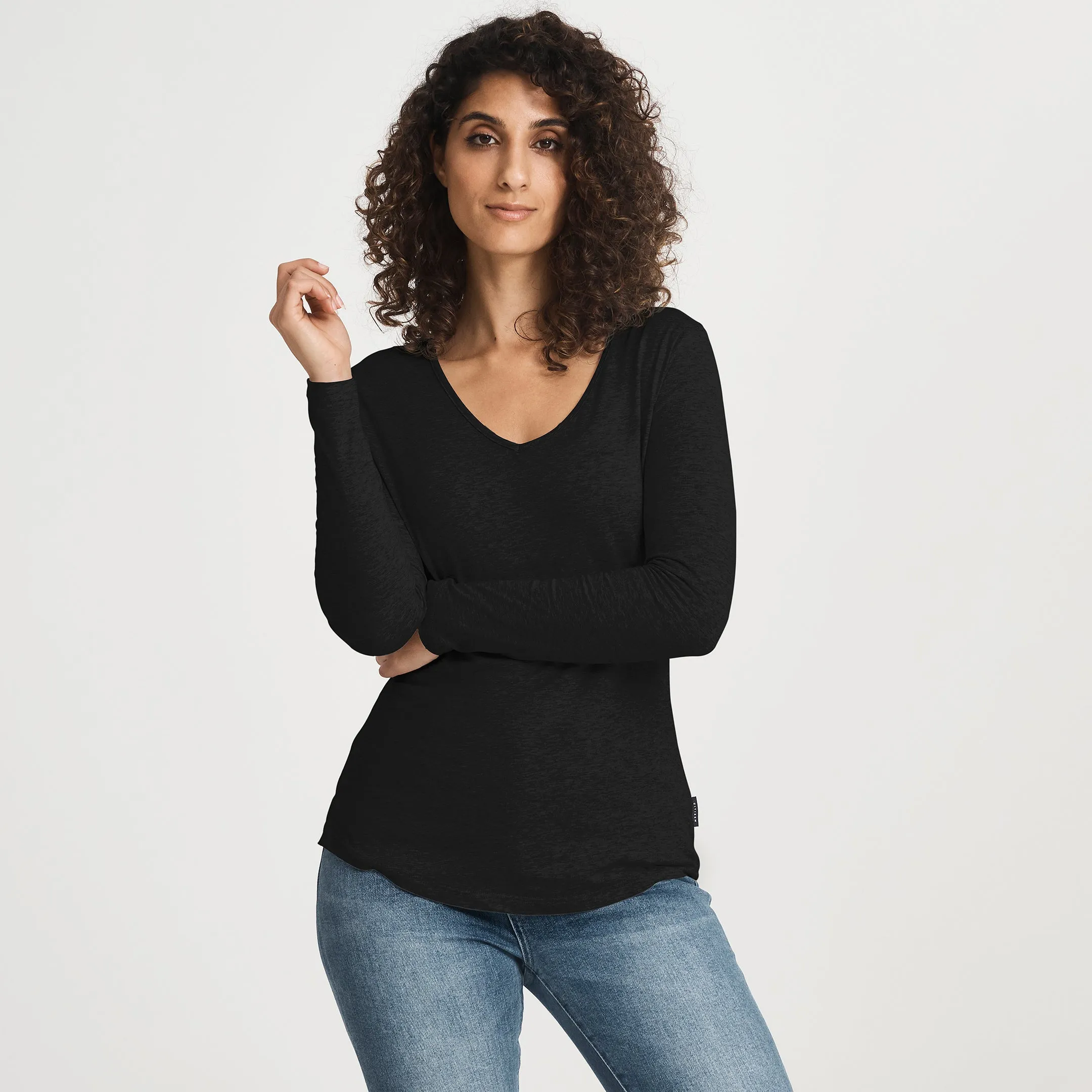 Lightweight Feel Recycled LS V-Neck Tee