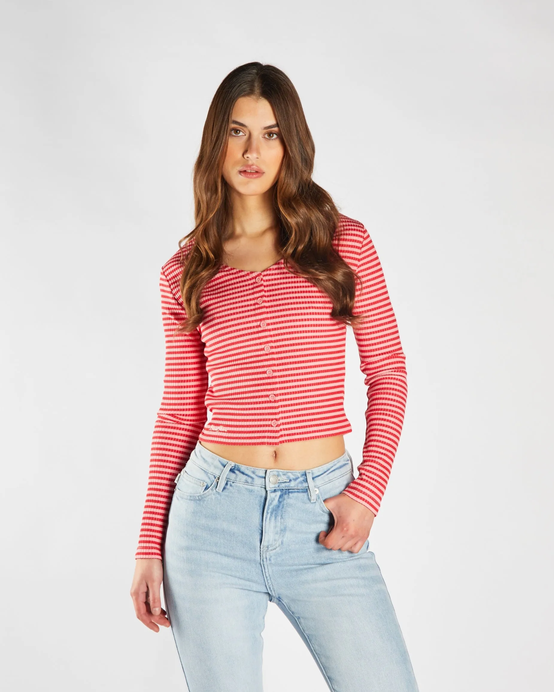 Fida Knit Pink Punch & Salsa Opaque Core DoubleLayered Collar