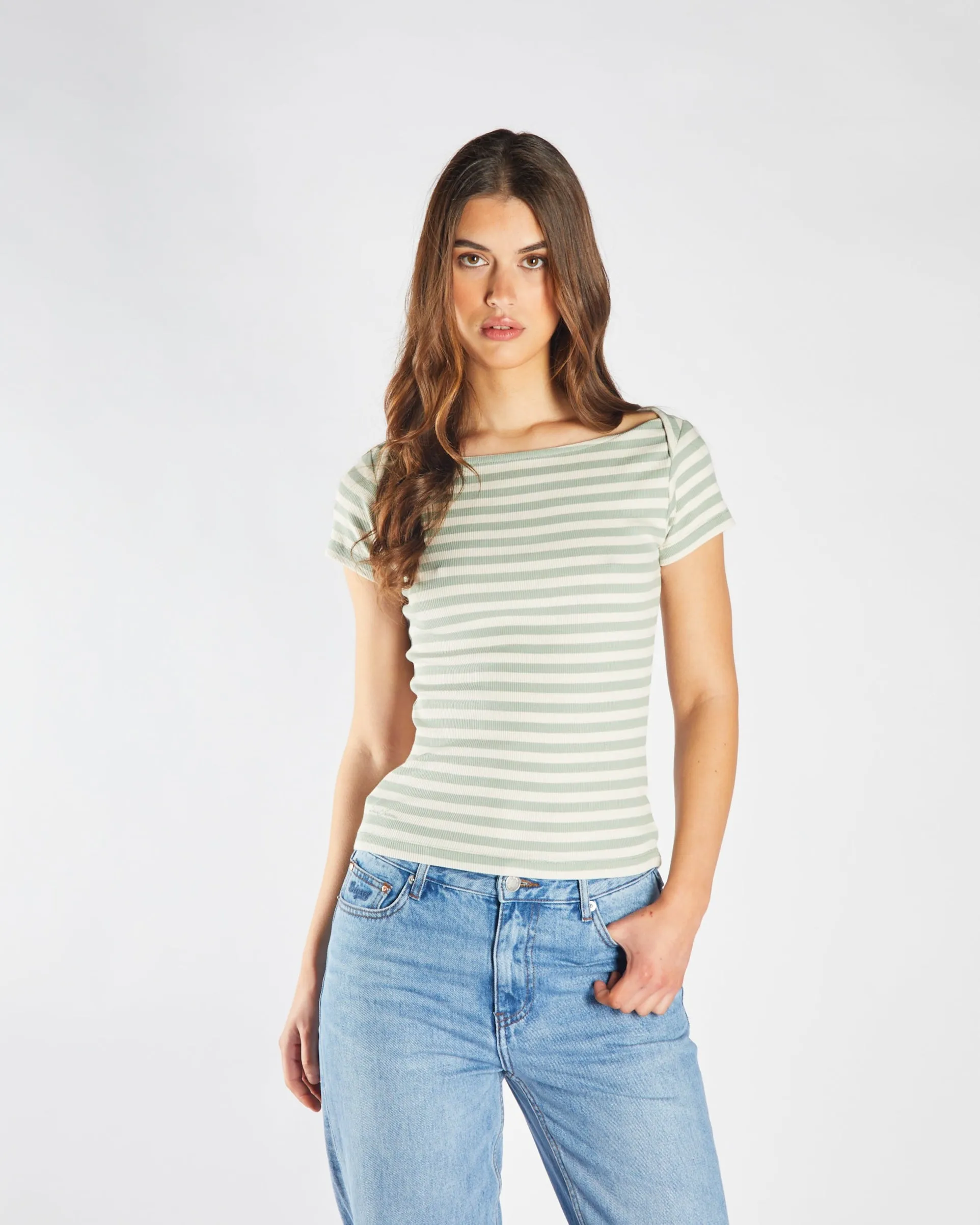 Finette Top Iceberg Green & Stone ReflectiveTrimDetails