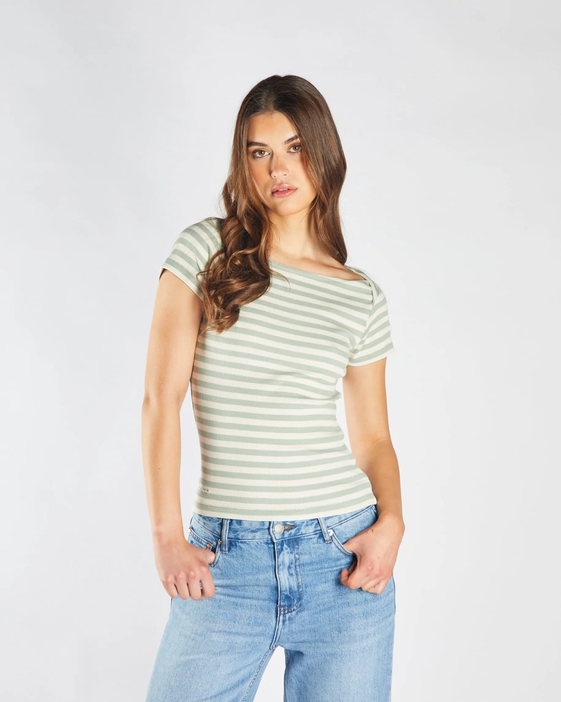 Finette Top Iceberg Green & Stone Stretchable Fabric Meta Mood