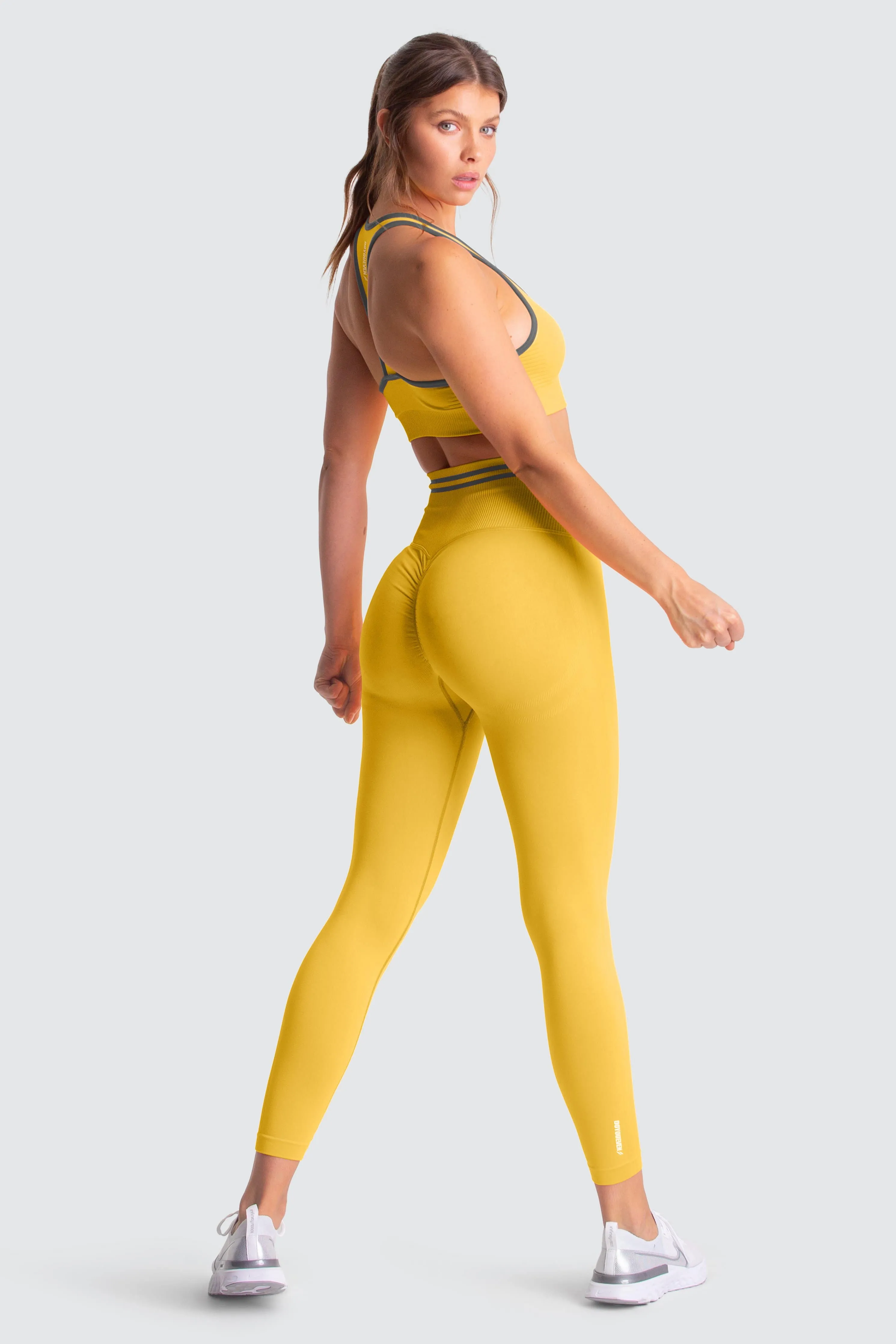 DYE Scrunch Seamless Leggings - Sunny Yellow Beginner Level High Waist