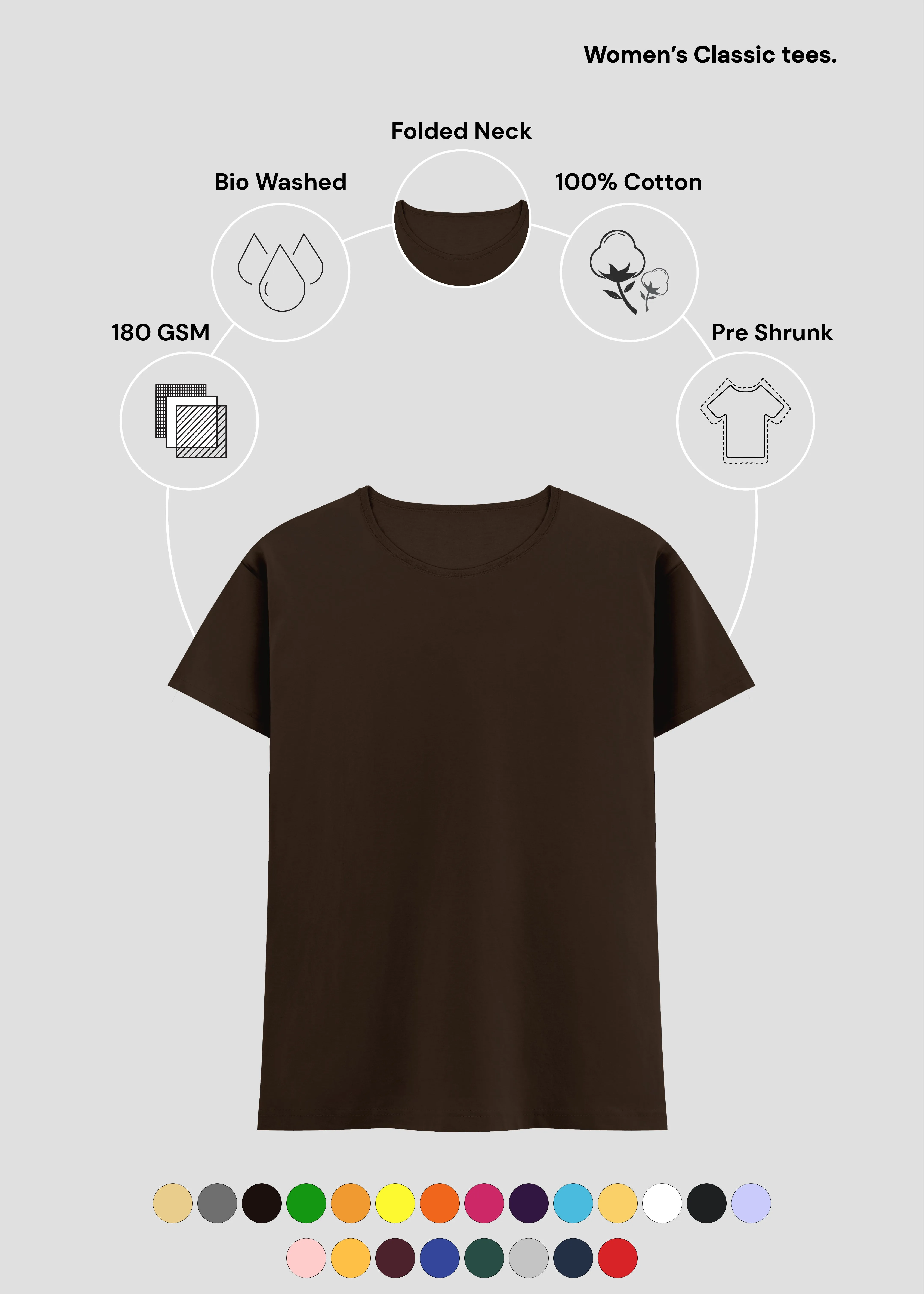 Coffee Brown Women's Classic T-Shirt | FC21 Everyday Essential Quick-Dry Fabric