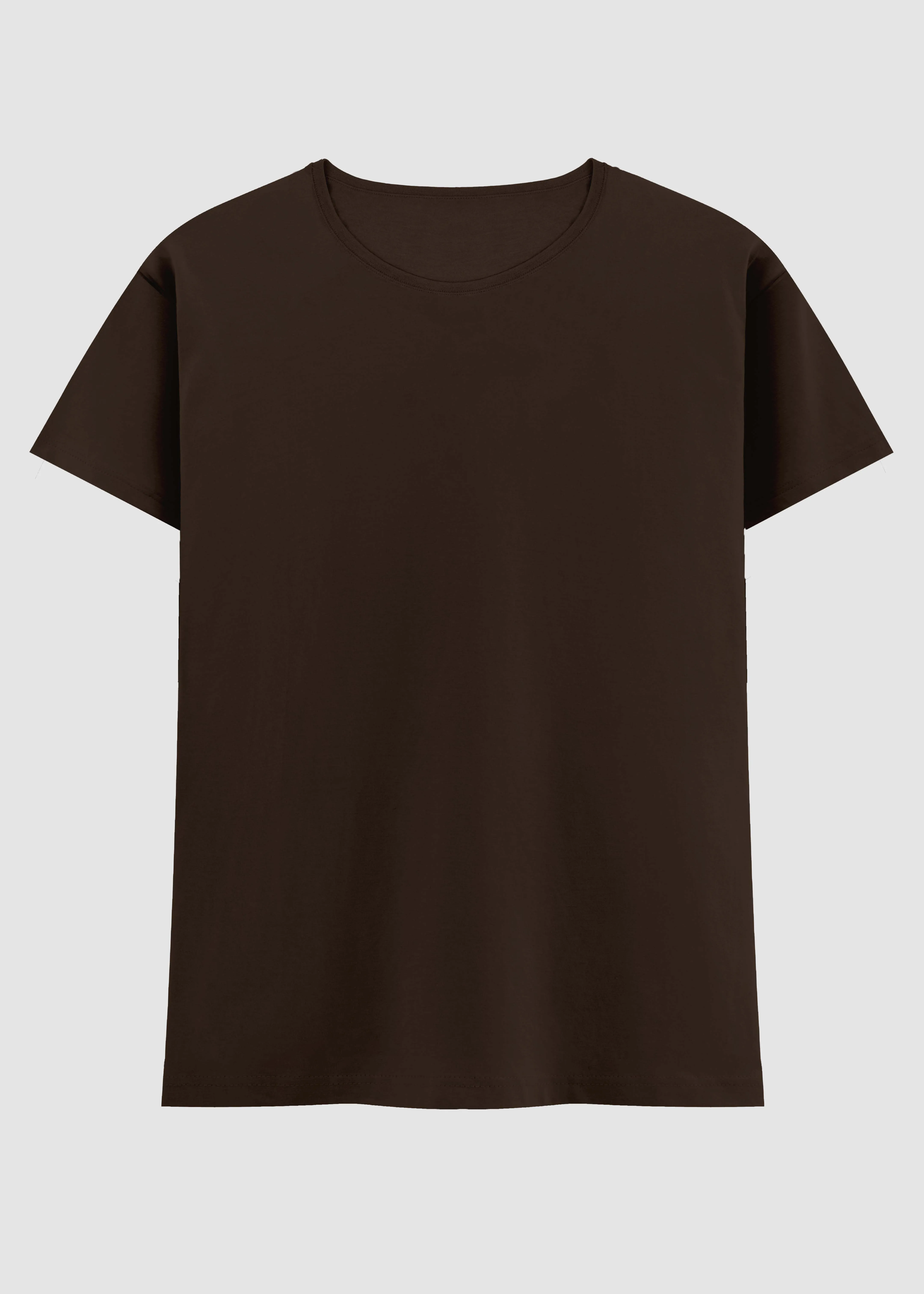 Non Fading Material Sleek Comfort Fit Coffee Brown Women's Classic T-Shirt | FC21