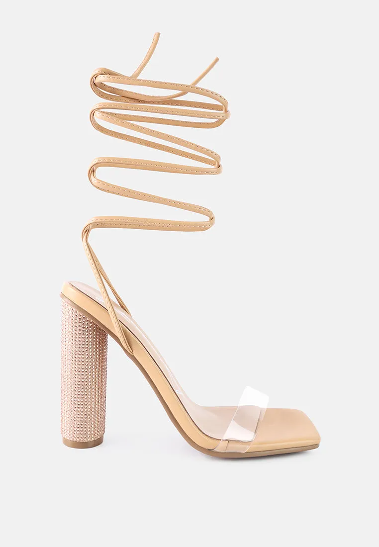 Classic White Heels scansta lace up rhinestone embellished high heel sandals