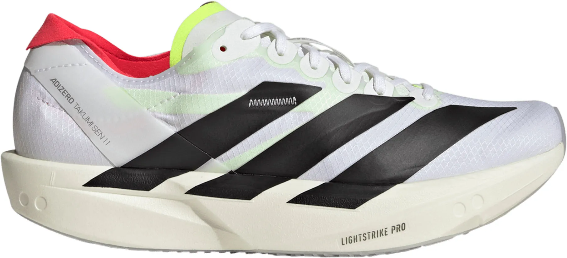 adidas Adizero Takumi Sen 11 Womens Running Shoes - White Tensile Knit Athletic Performance