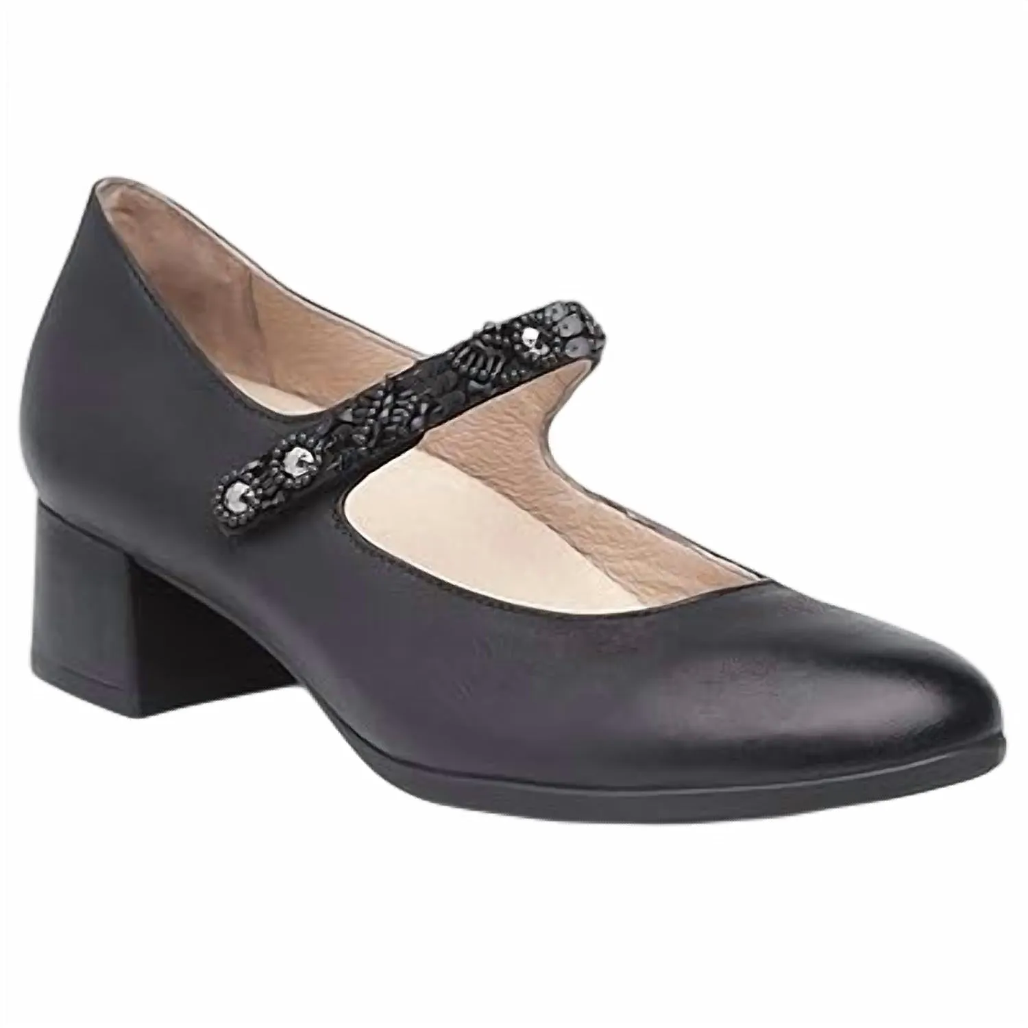 Women's Pearlina Burnished Nubuck Shoes In Black Night Style Minimal Heels